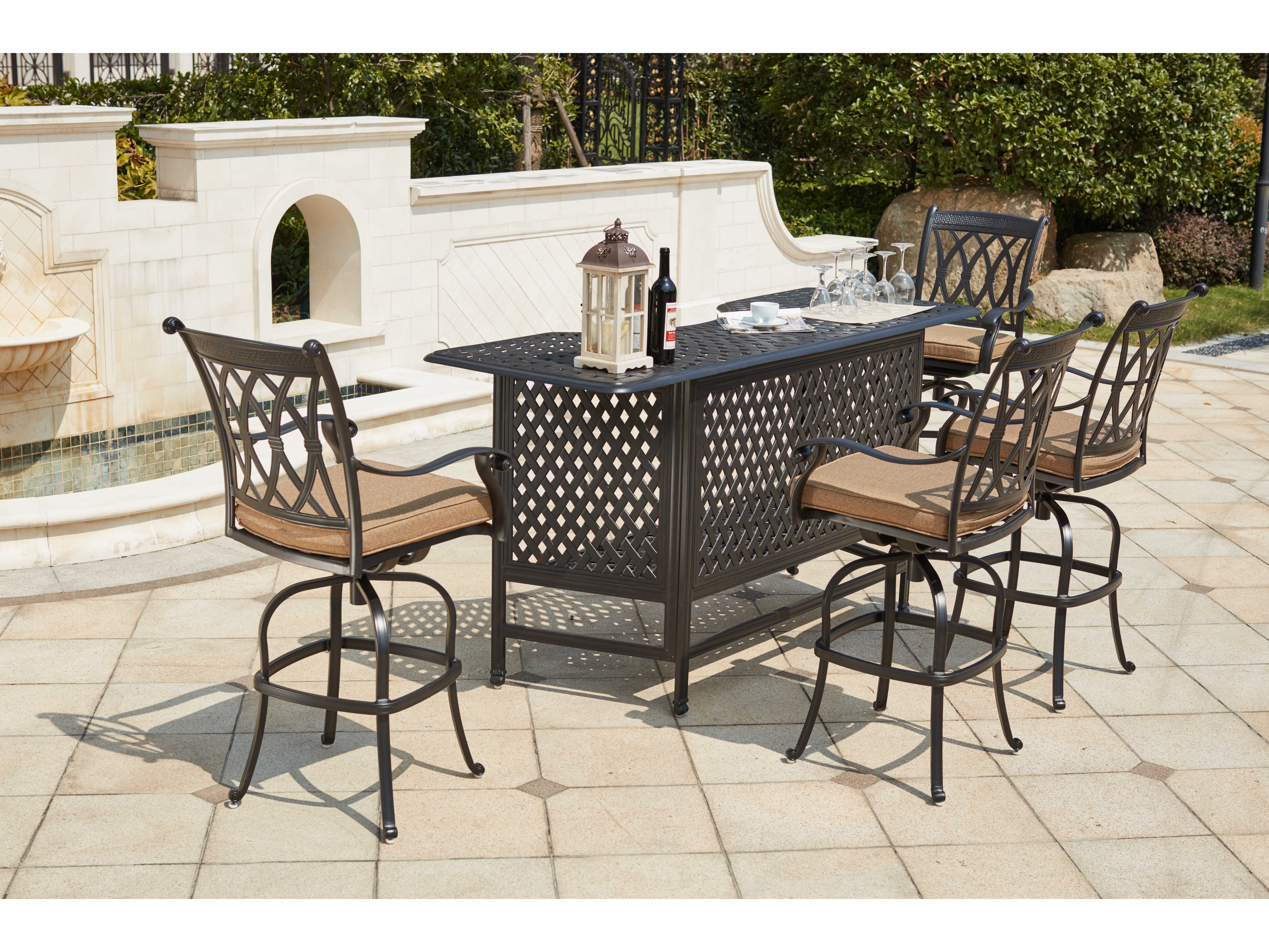 Darlee Outdoor Living Capri Cast Aluminum 5 Piece Bar Set with 82 Inch