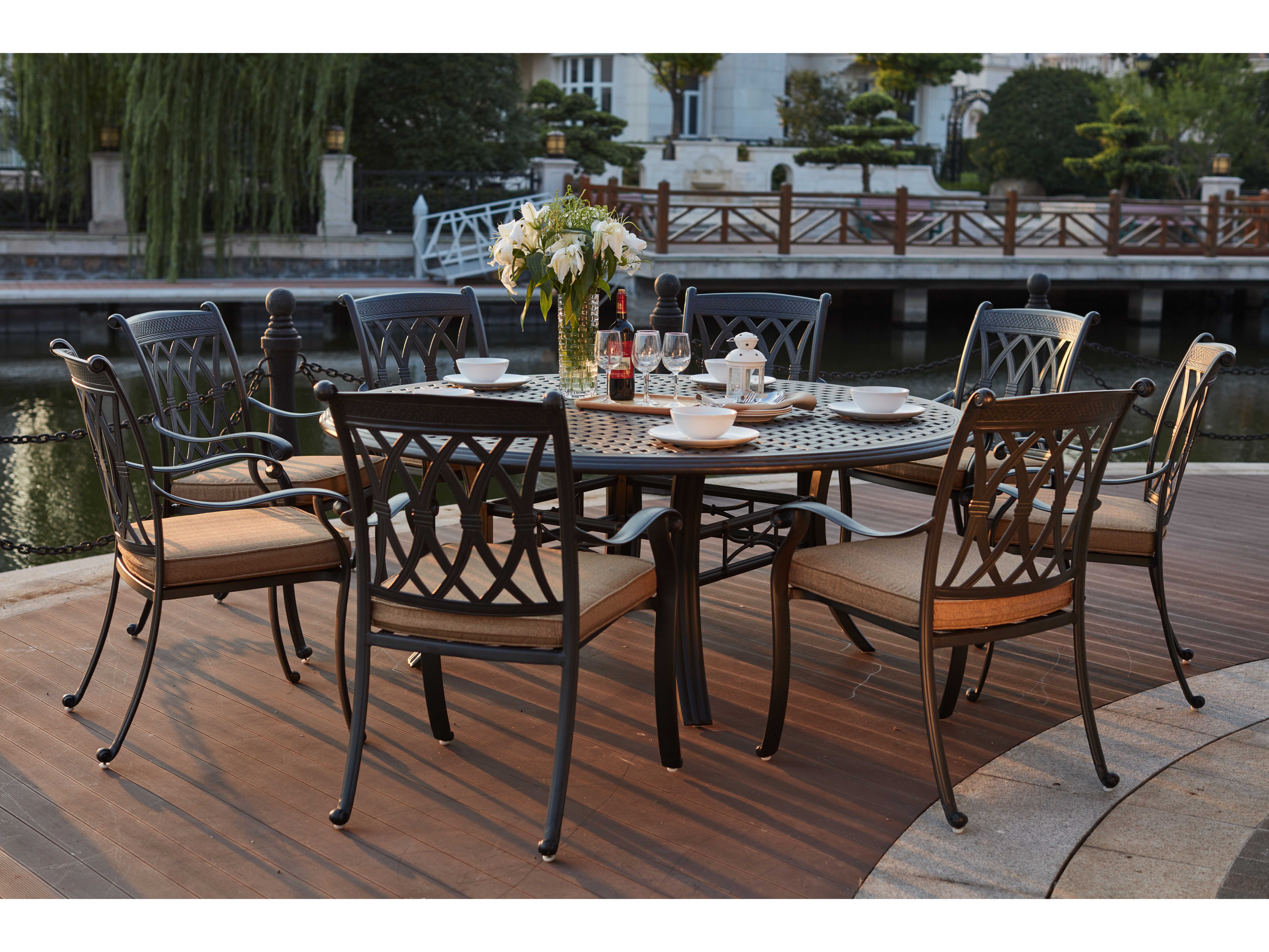 Darlee Outdoor Living Capri Cast Aluminum 9 Piece Dining Set with 71