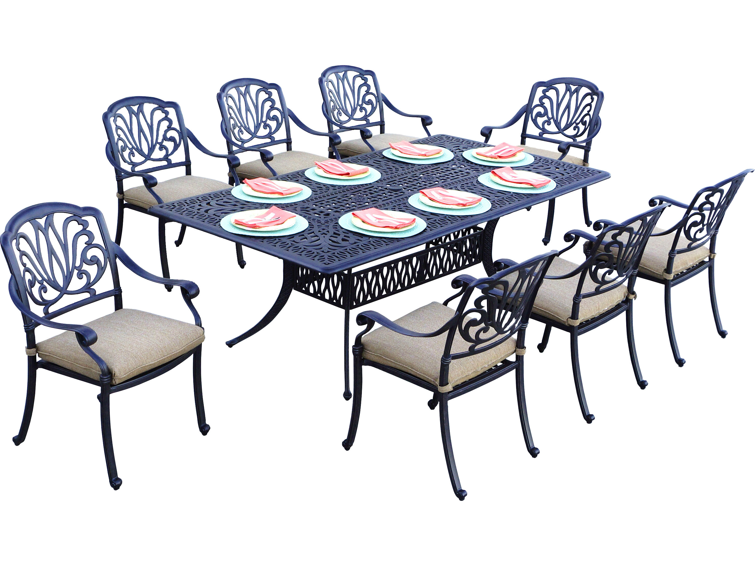 Darlee Outdoor Living Elisabeth Cast Aluminum 9Piece Dining Set with