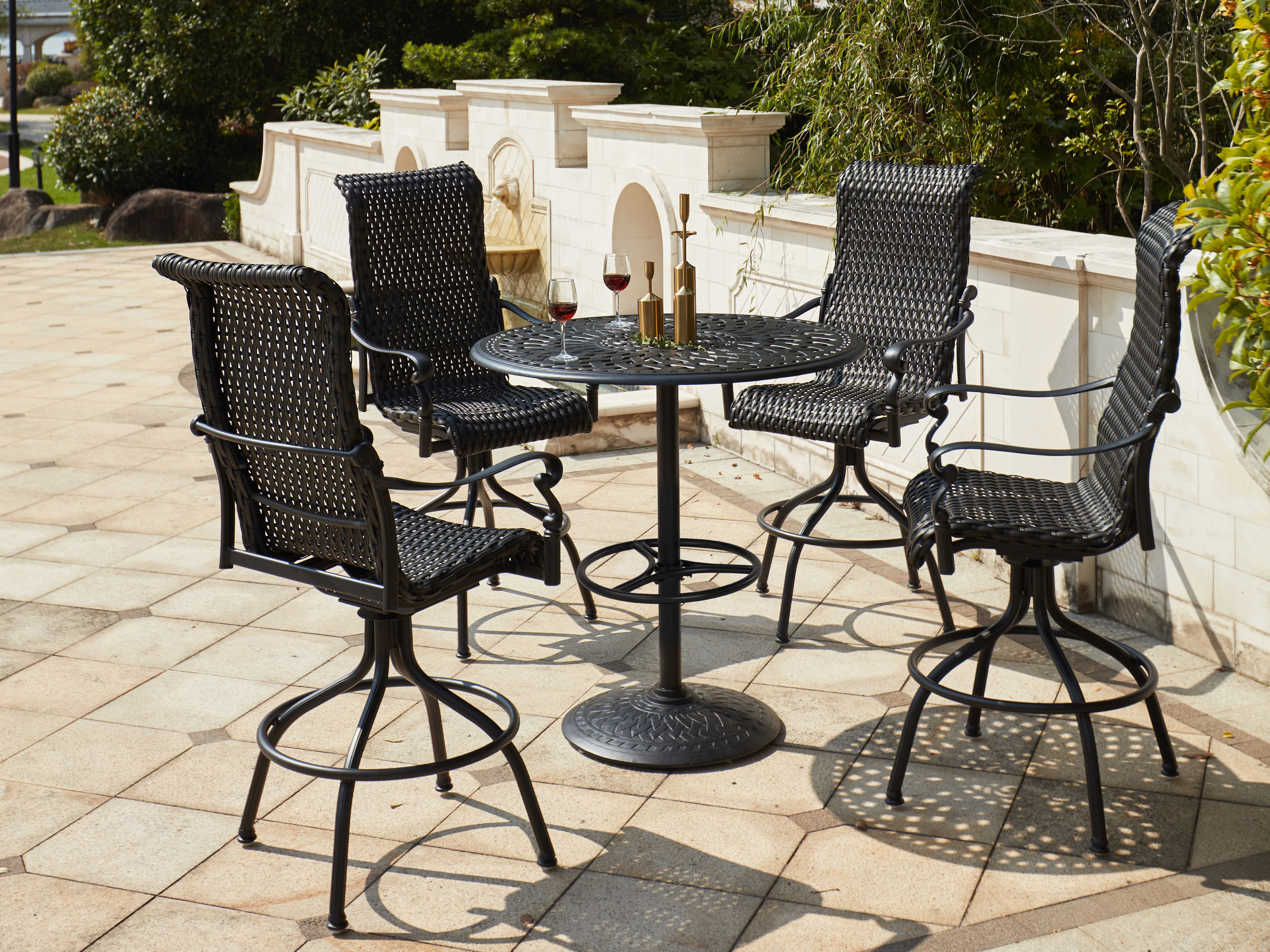 Darlee Outdoor Living Victoria Wicker Espresso 5 Piece Bar Set