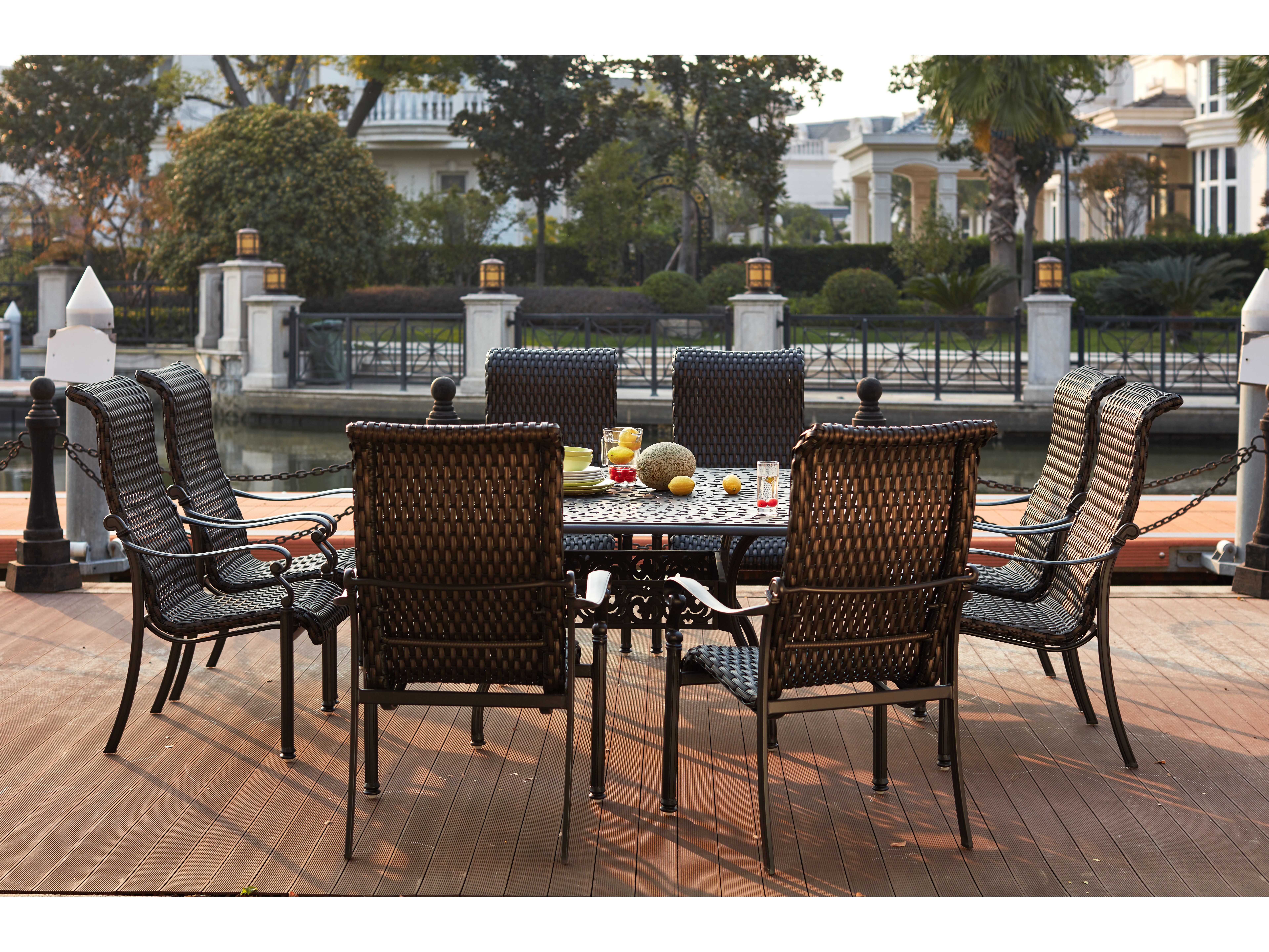 Darlee Outdoor Living Victoria Wicker Espresso 9 Piece Dining Set