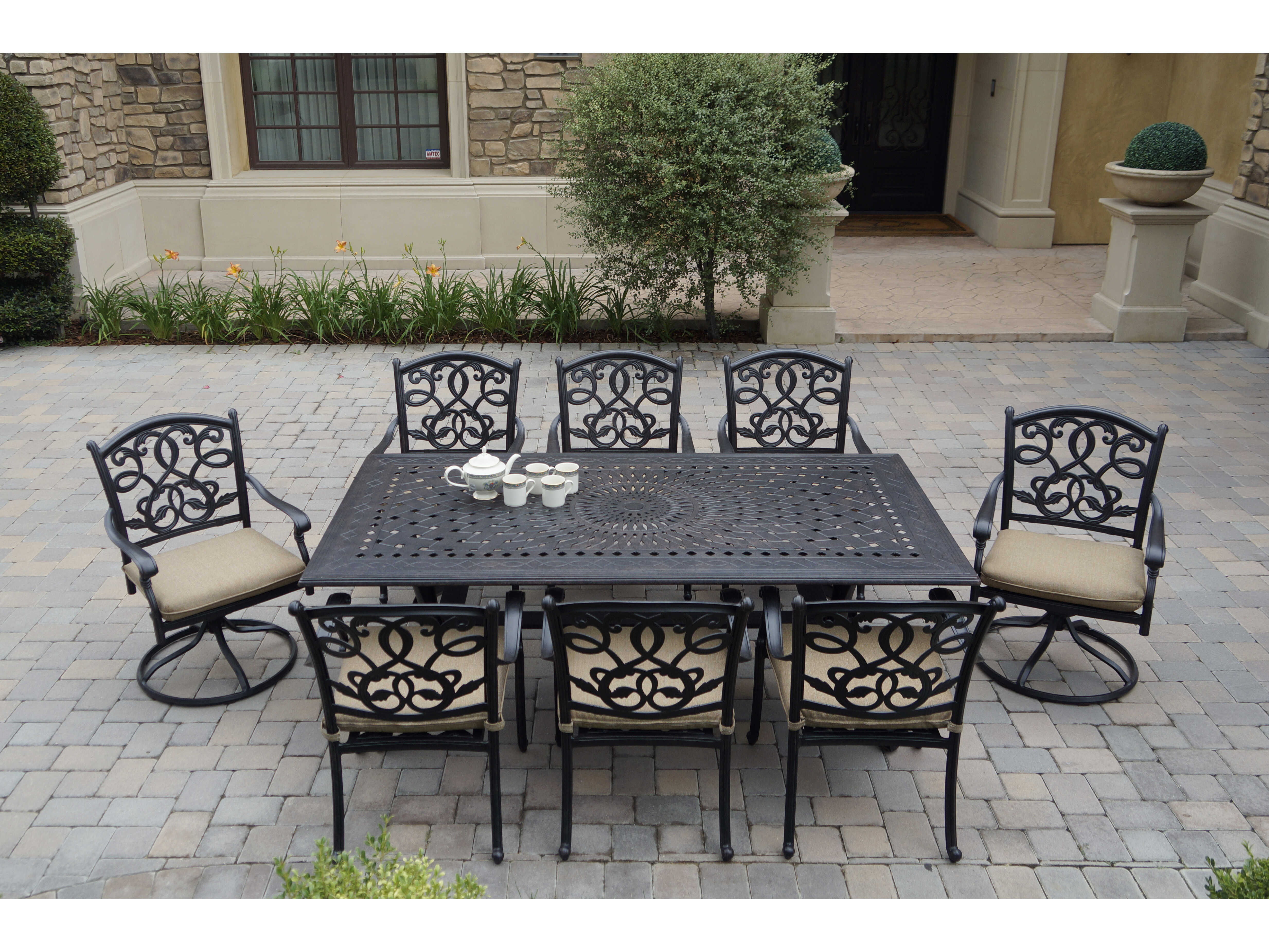 Darlee Outdoor Living Santa Monica Cast Aluminum Antique Bronze 9 Piece