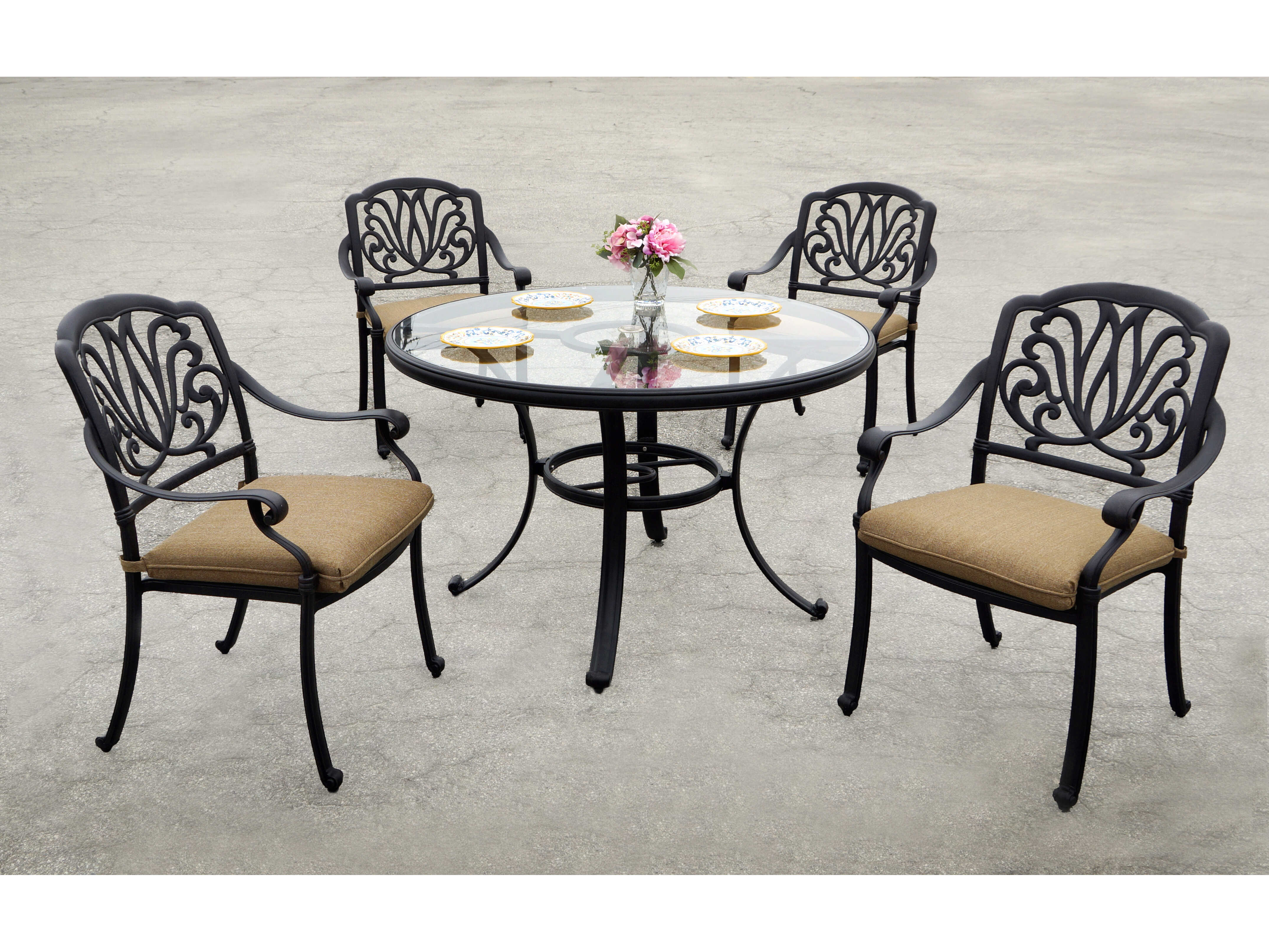 Darlee Outdoor Living Elisabeth Cast Aluminum Antique Bronze 5 Piece