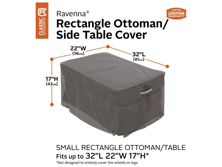 Duck Covers Ravenna Dark Taupe 32 Inch Rectangular Ottoman/Table Cover