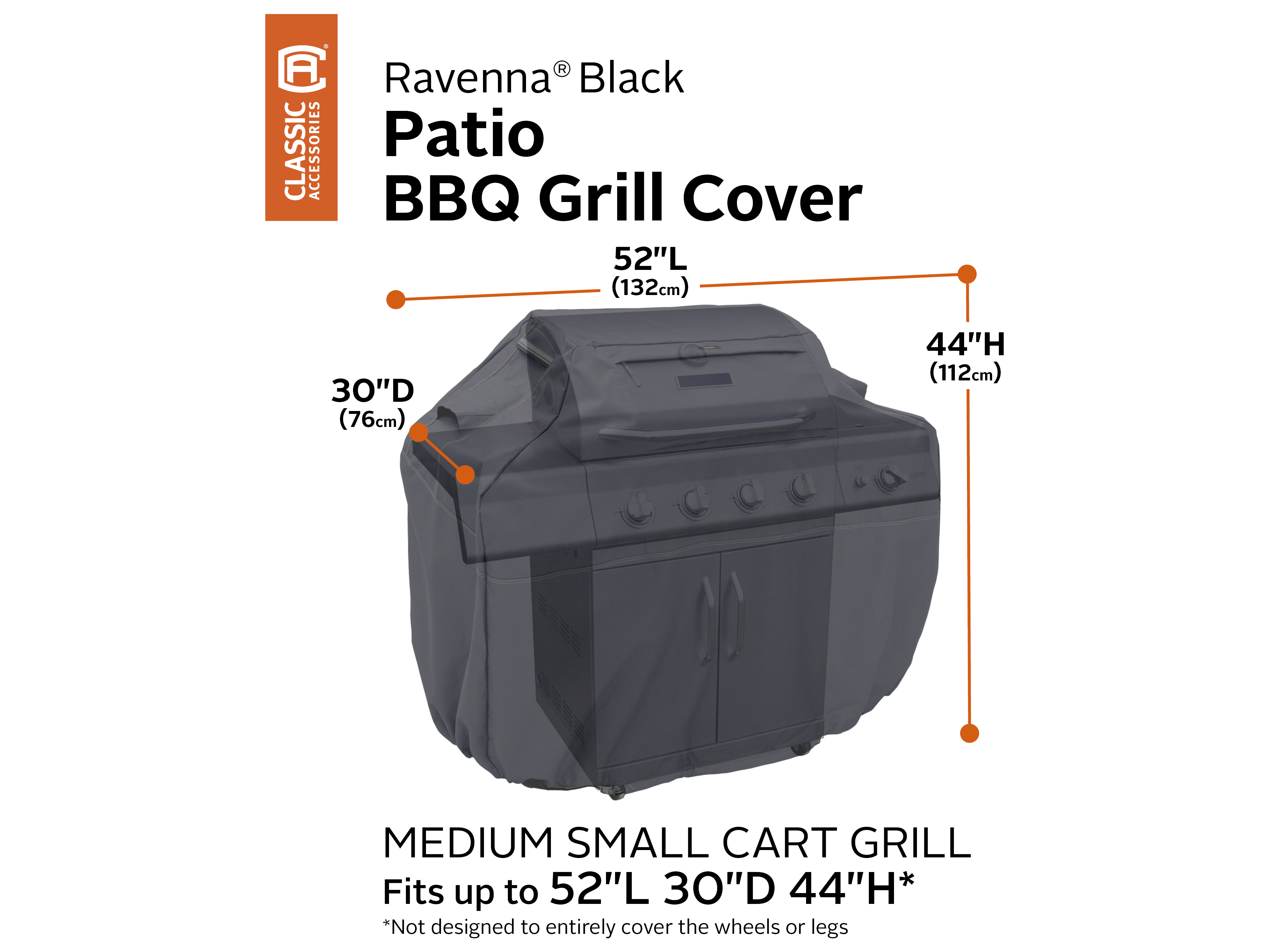 Duck Covers Ravenna Black 54 Inch Medium/Small BBQ Grill Cover