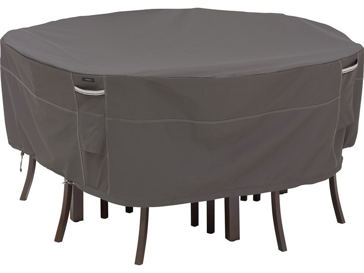 Duck Covers Ravenna Dark Taupe 82 Inch Round Patio Table & Chair Set