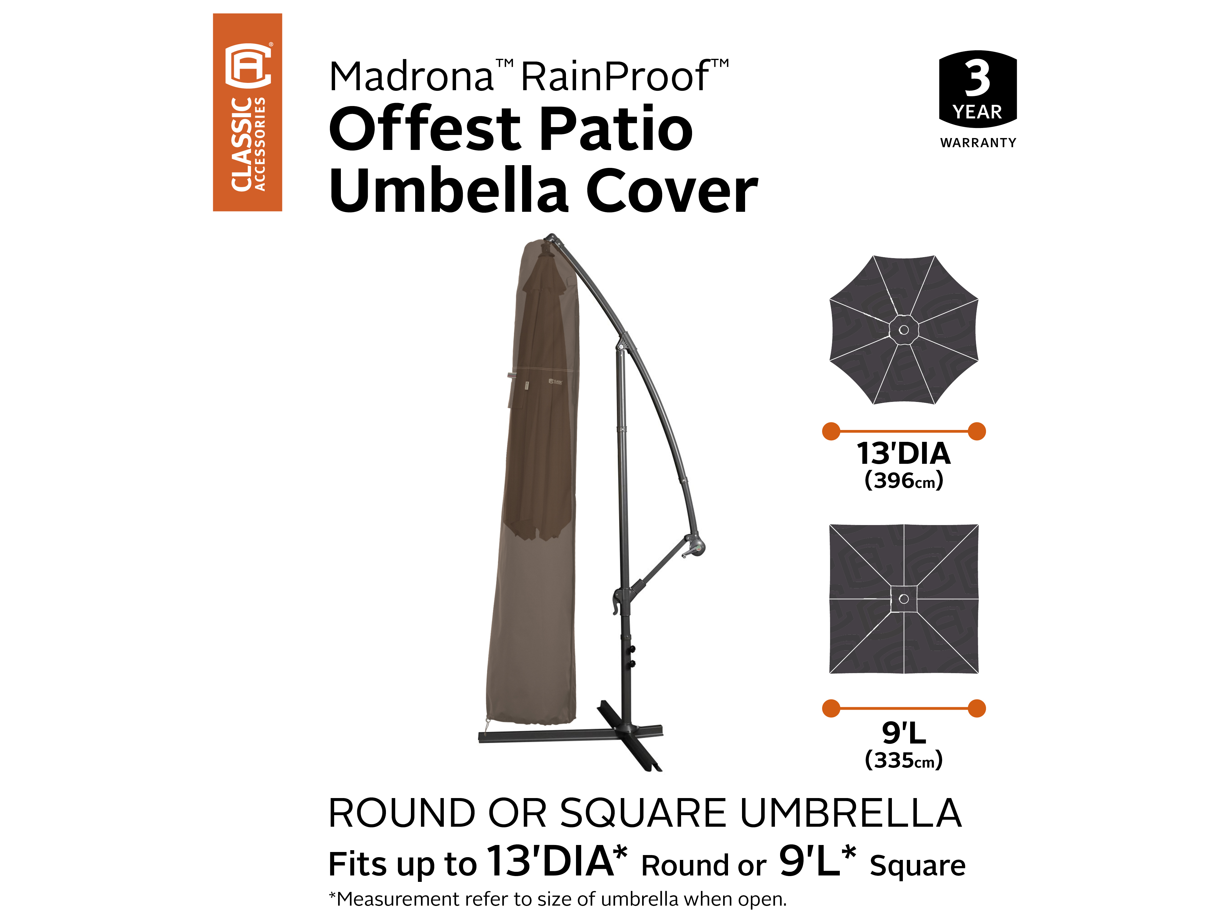 Duck Covers Madrona Dark Cocoa 25 Inch RainProof Offset Patio Umbrella Cover DC55724016601RT