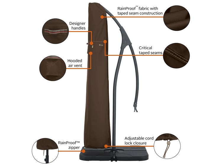 Duck Covers Madrona Dark Cocoa 25 Inch RainProof Offset Patio Umbrella Cover DC55724016601RT