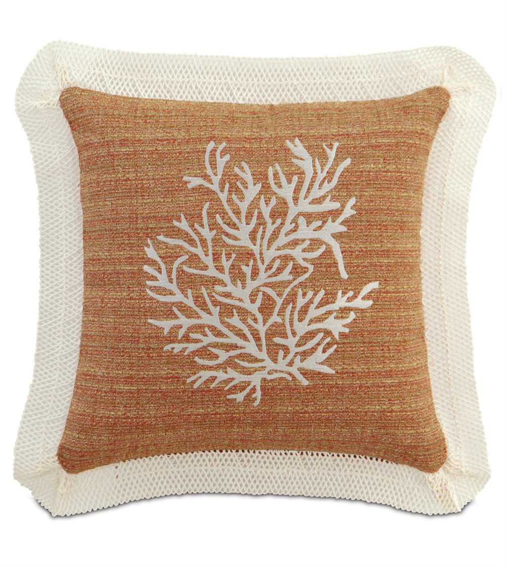 Eastern Accents Caicos Embroidered Coral Pillow EACAC07
