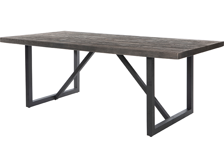Ebel Asheville Aluminum Timber/Onyx Rectangular Plank Top Outdoor Patio Dining Table with