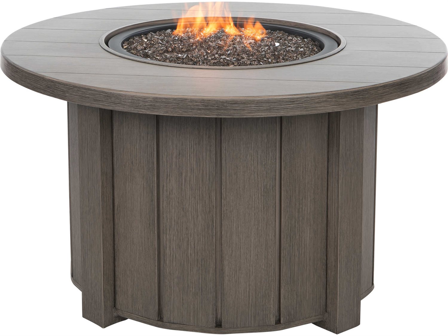 Ebel Trevi Aluminum 42'' Round Plank Top Fire Pit Table with Lid EBL974