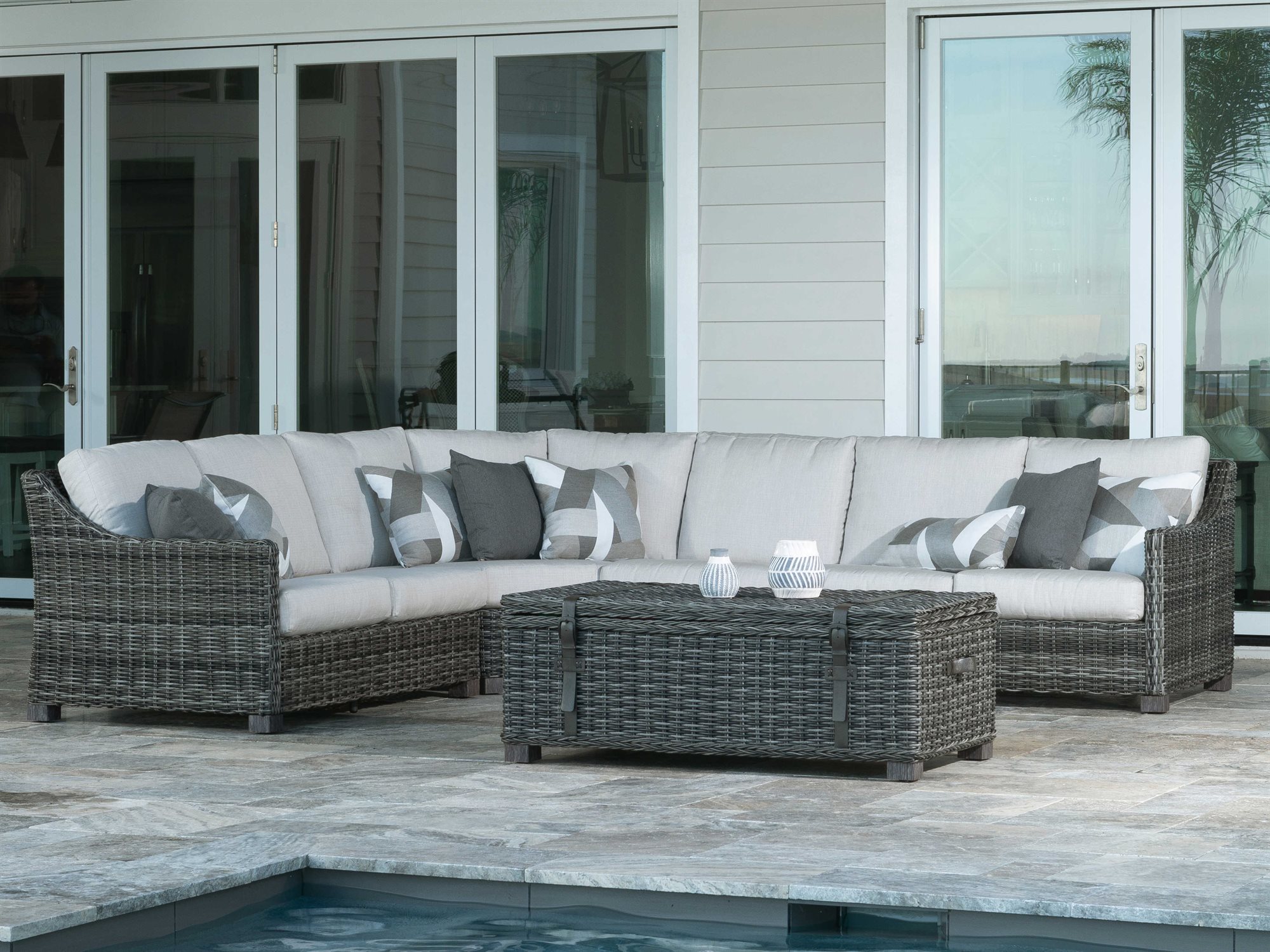 Ebel Avallon Wicker Sectional Patio Lounge Set EBLAVLLNSECLNGSET5