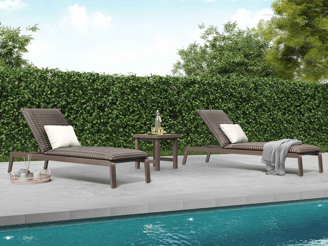 Ebel Canton Padded Wicker Aluminum Outdoor Lounge Set EBLCANTNLNGSET