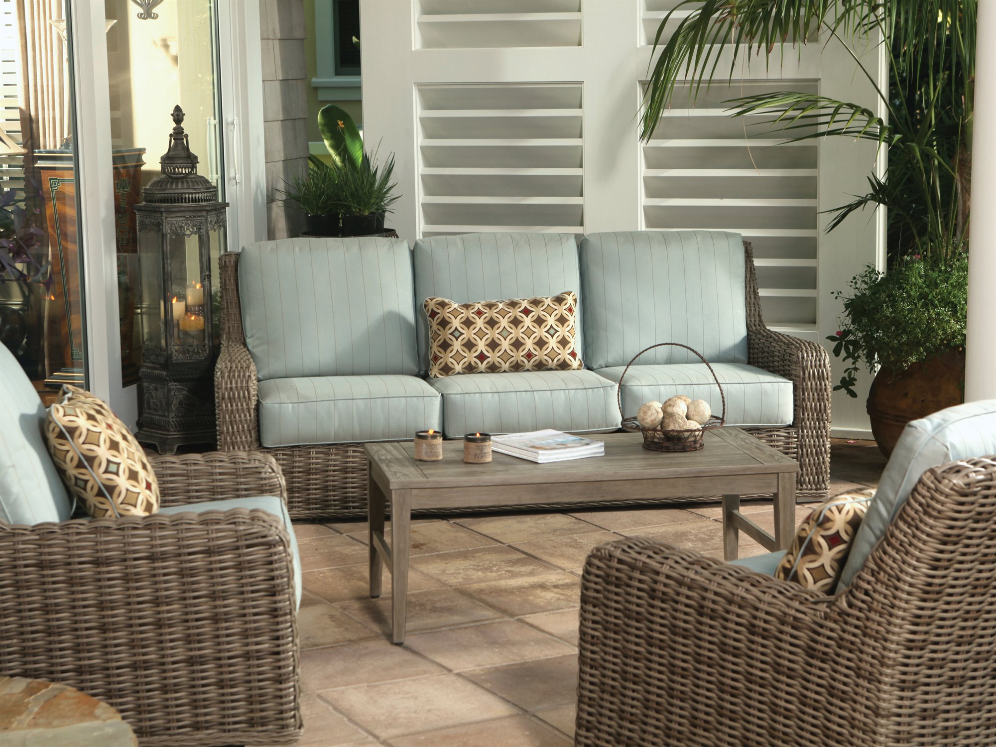 Ebel Laurent Wicker Patio Lounge Set EBLLAURNTLNGSET4
