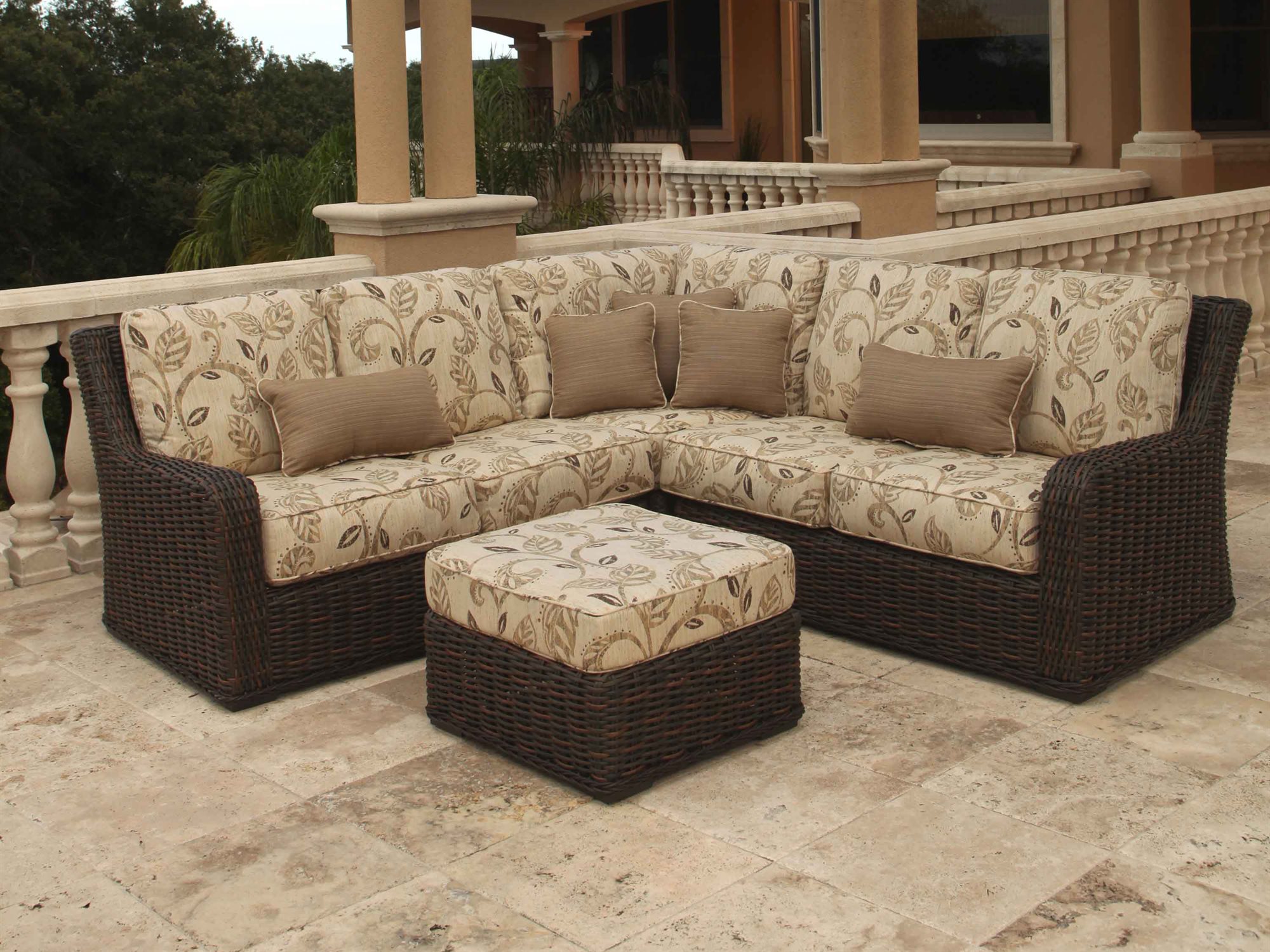Ebel Laurent Wicker Sectional Patio Lounge Set EBLLAURNTSECLNGSET1