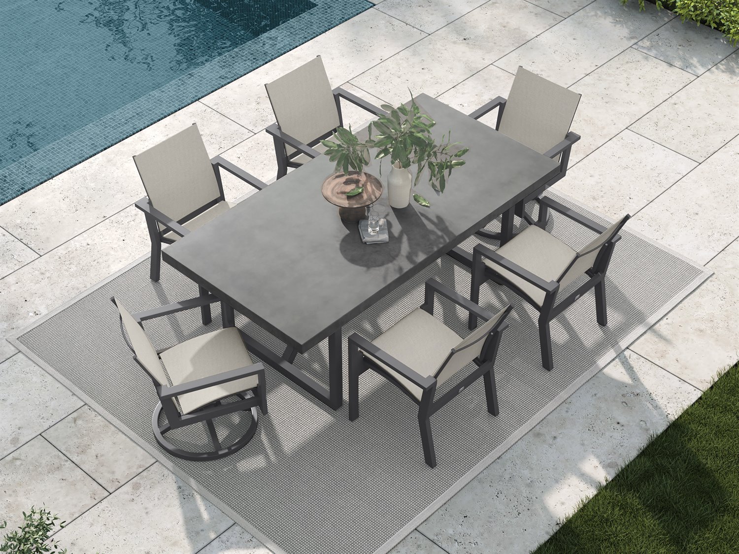 Ebel Palermo Sling Aluminum Outdoor Patio Dining Set EBLPLERMOSLDINSET