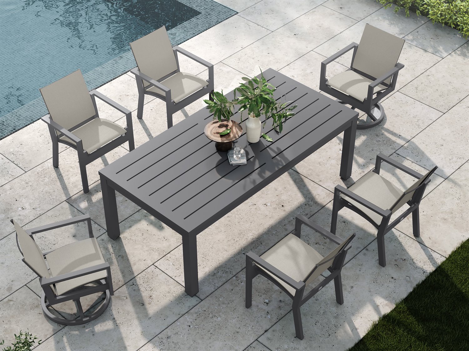 Ebel Palermo Sling Aluminum Dining Set PLERMOSLDINSET2