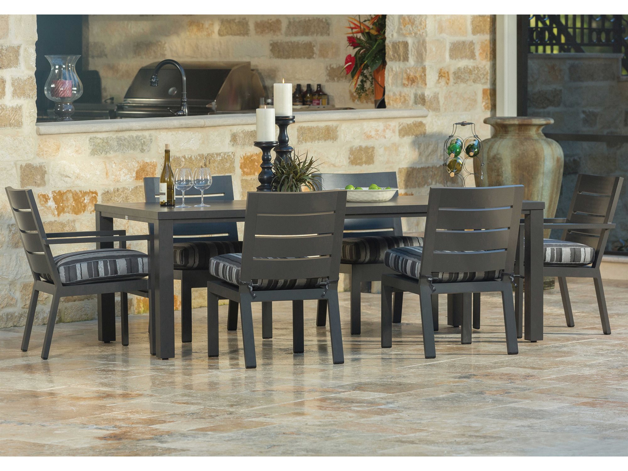 Ebel Palermo Cushion Aluminum Dining Set PLRMODINSET1