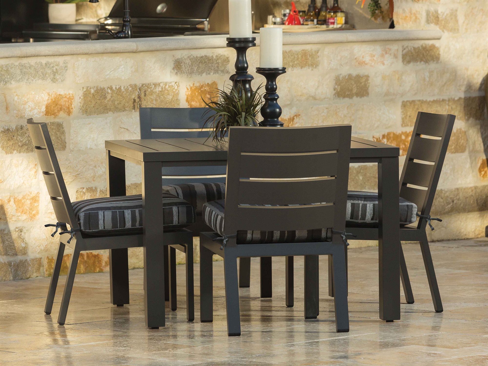 Ebel Palermo Cushion Aluminum Patio Dining Set EBLPLRMODINSET