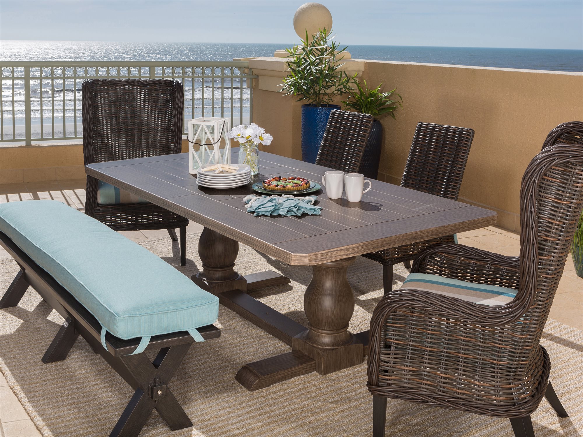 Ebel Bellevue Wicker Wingback Dining Arm Chair EBL411BELLEVUE