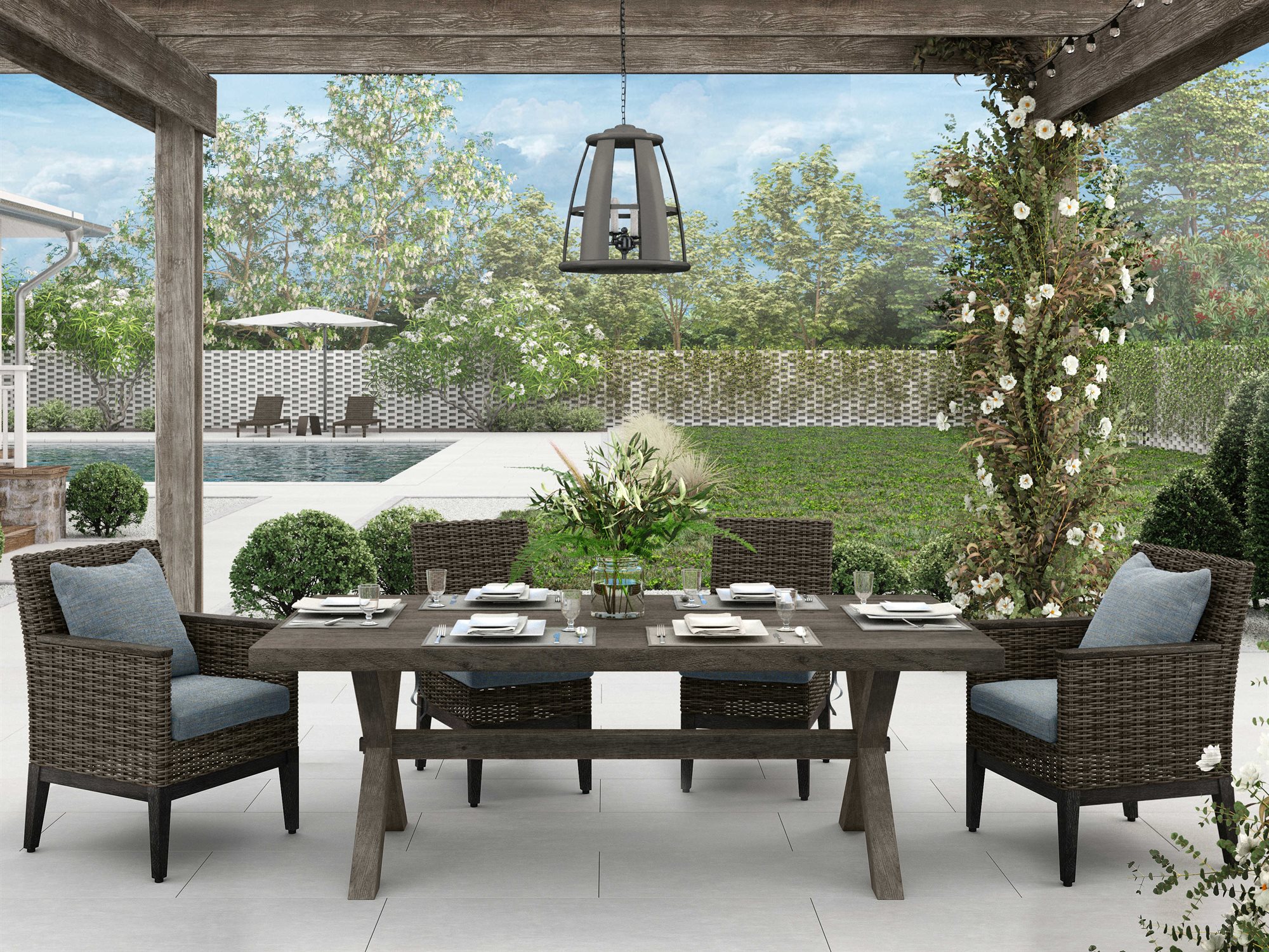 Ebel Remy Wicker Dining Set EBLREMYDINSET