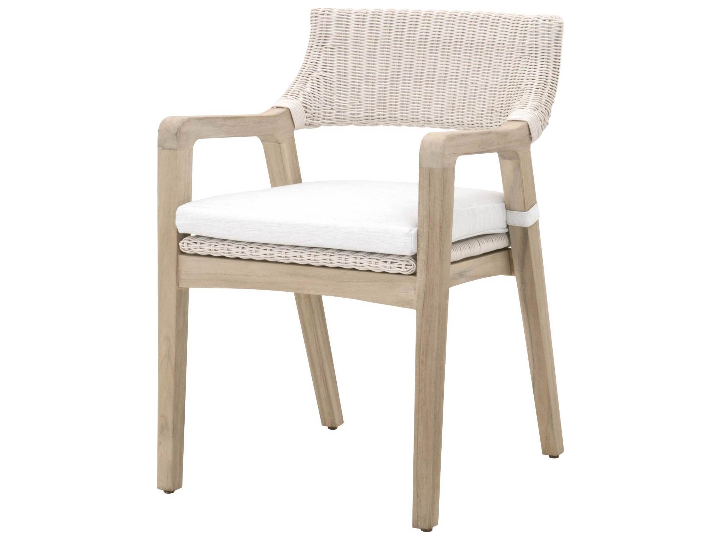 Essentials for Living Outdoor Woven White Lucia Dining Arm Chair with