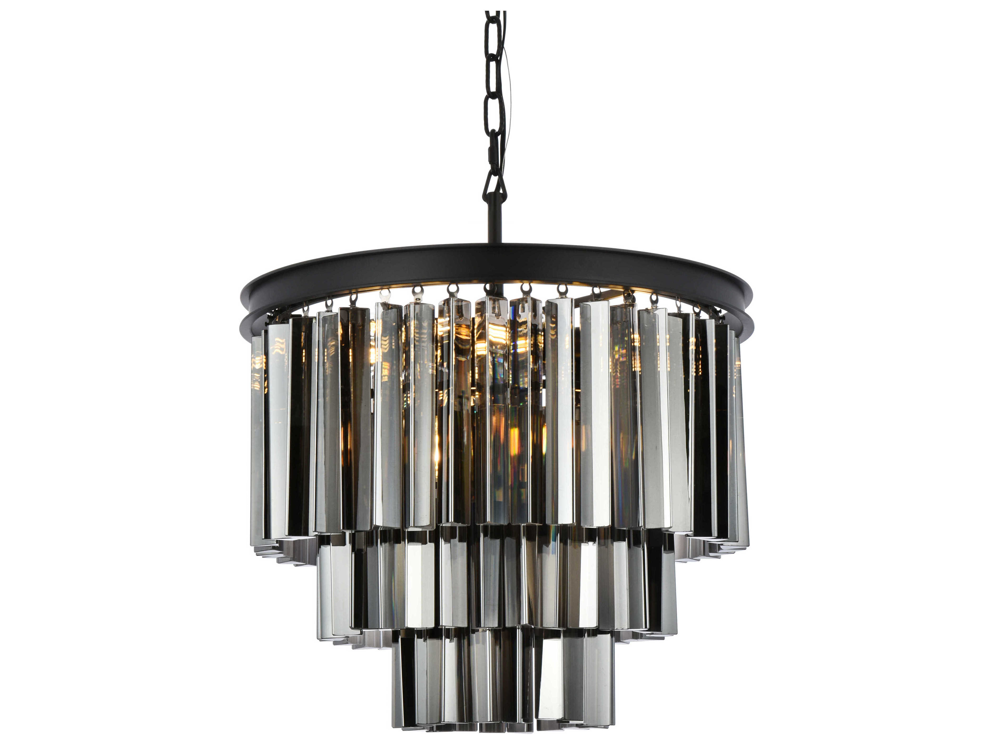 Elegant Lighting Sydney Matte Black & Silver Shade Crystal NineLights