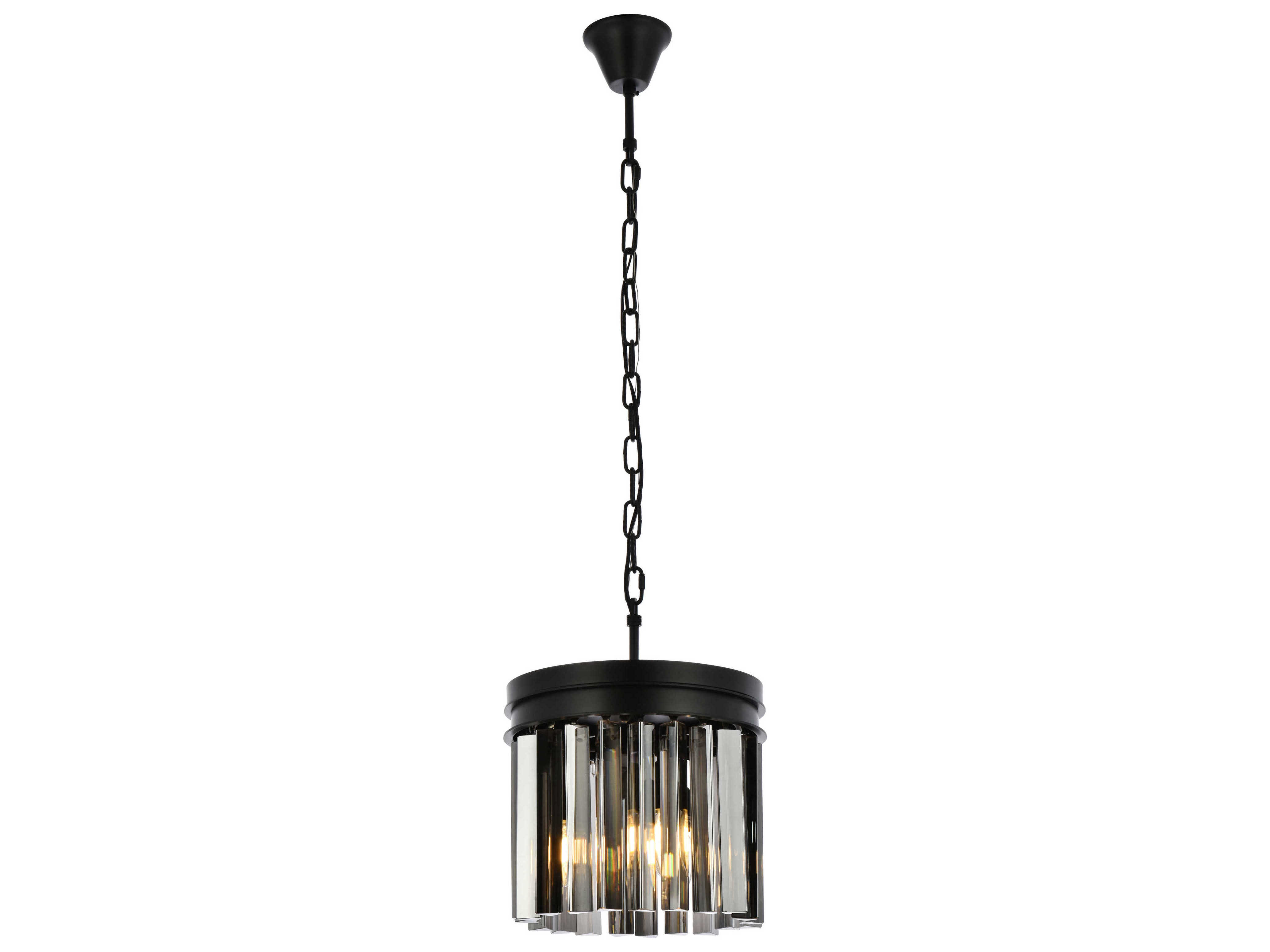 Elegant Lighting Sydney Matte Black & Silver Shade Crystal ThreeLights