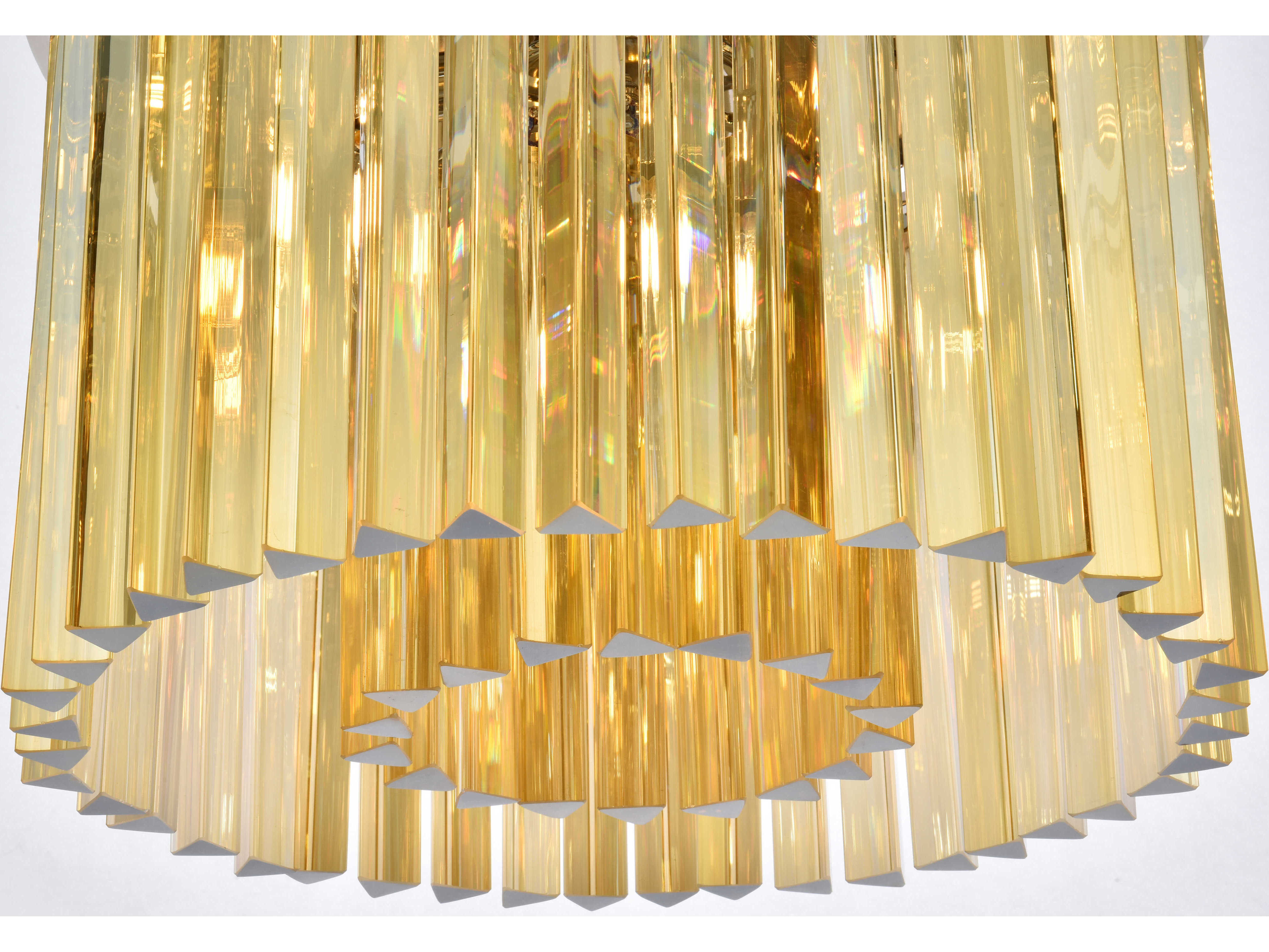 Elegant Lighting Sydney Polished Nickel & Golden Teak Crystal Six