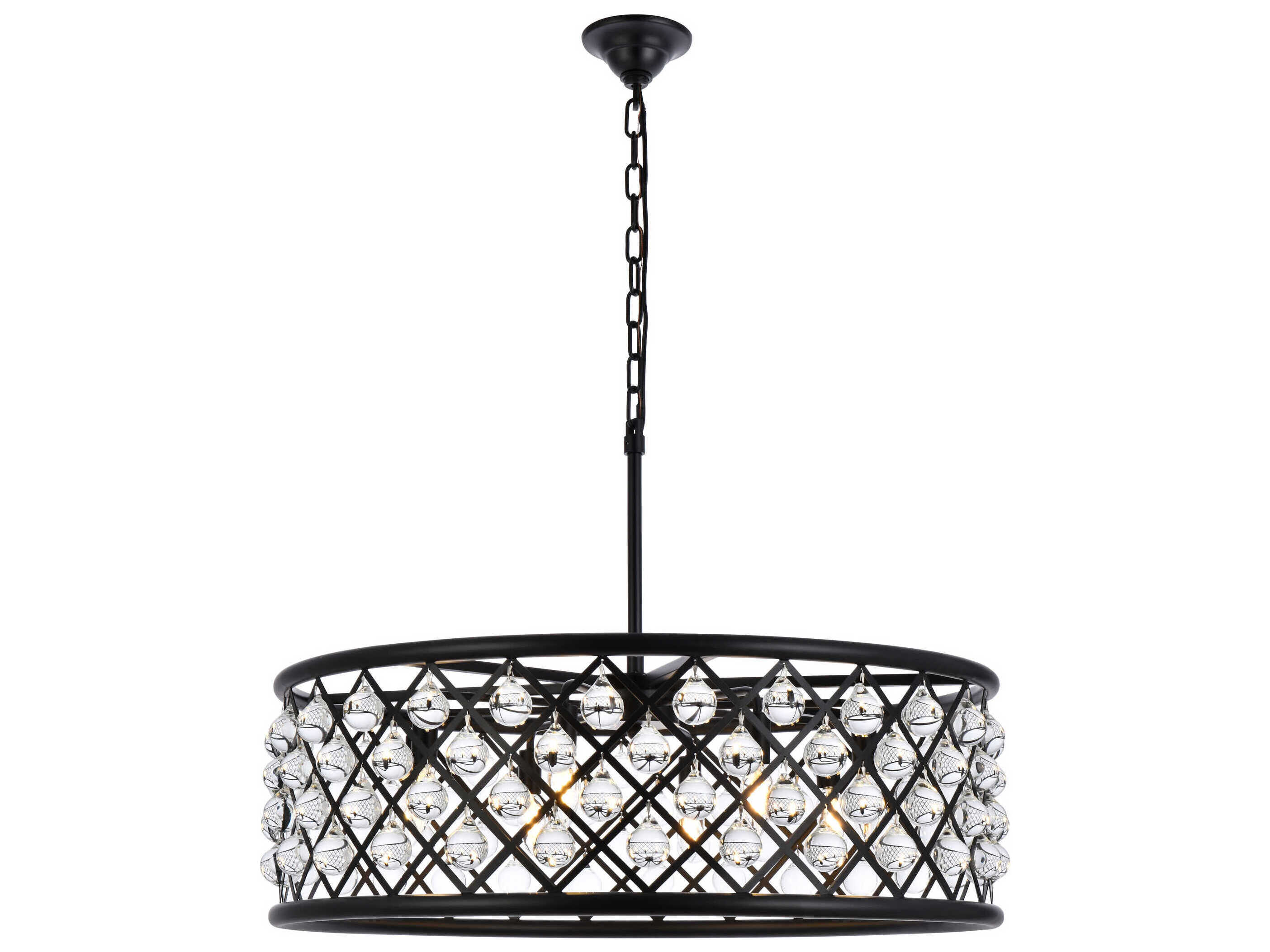 Elegant Lighting Madison Matte Black EightLight 32'' Wide Pendant