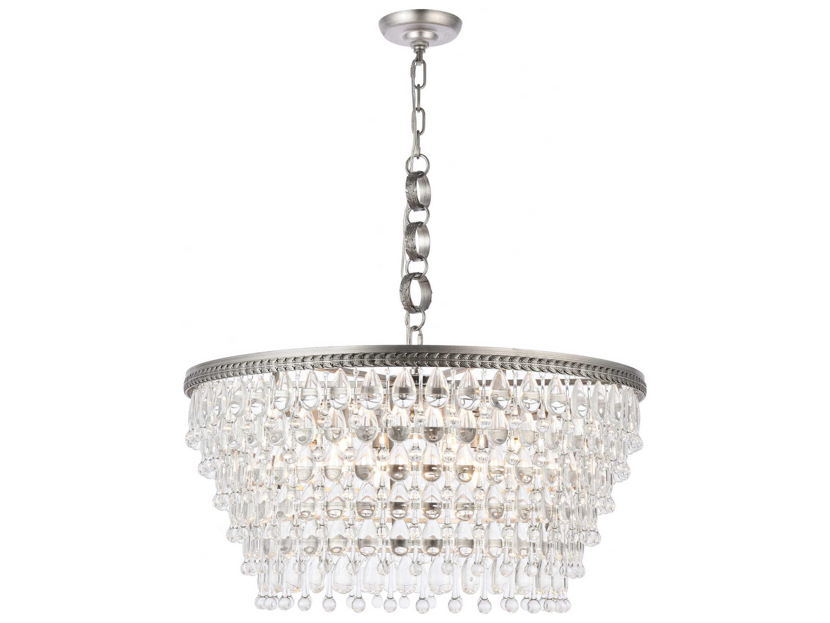 Elegant Lighting Nordic Antique Silver SixLight 28'' Wide Pendant