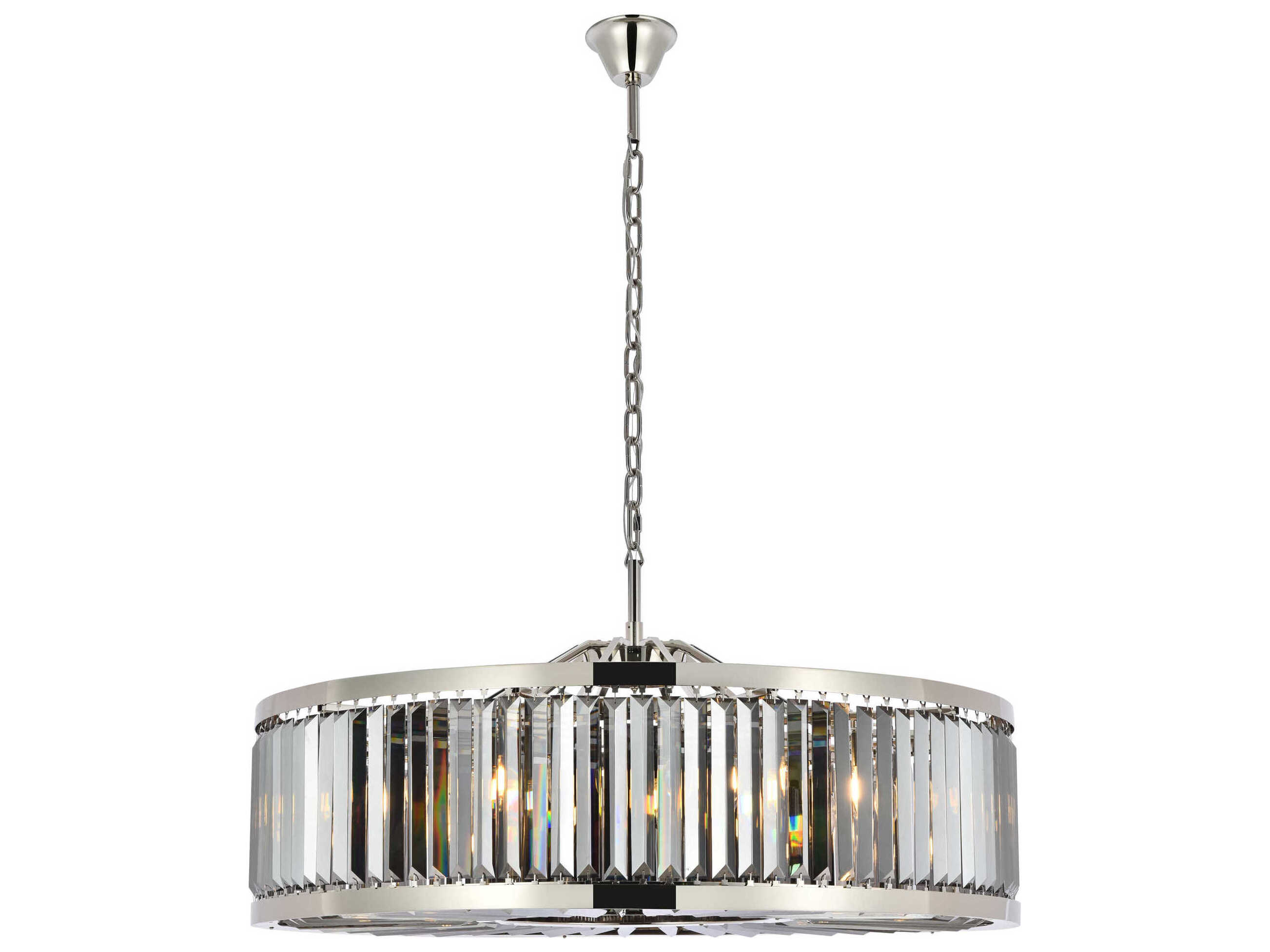 Elegant Lighting Chelsea Polished Nickel TenLight 44'' Wide Pendant