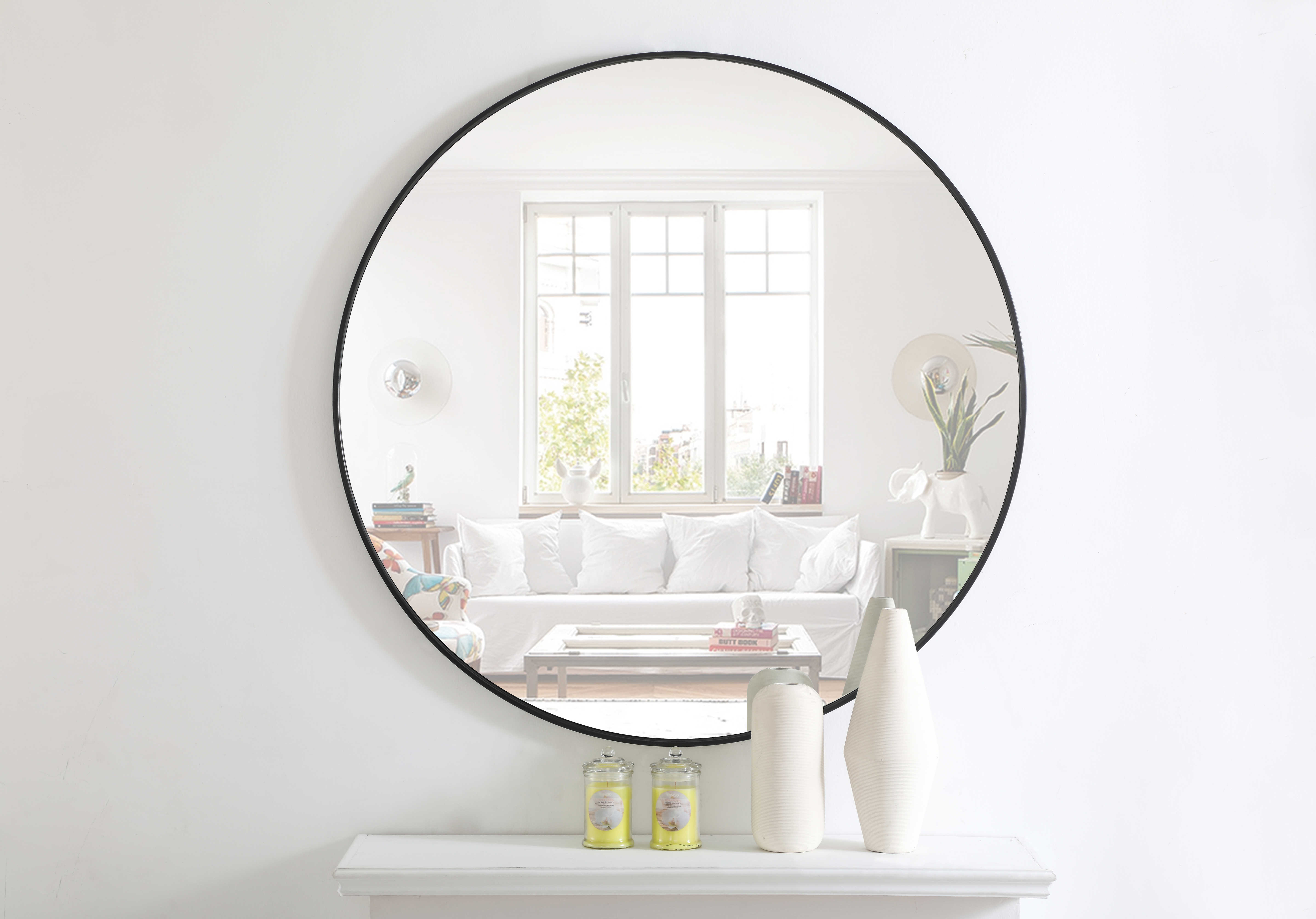 Elegant Lighting Eternity Black 42'' Wide Round Wall Mirror EGMR4044BK