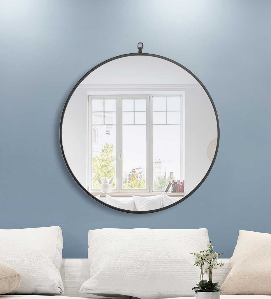 Elegant Lighting Eternity Black 28'' Round Wall Mirror EGMR4054BK