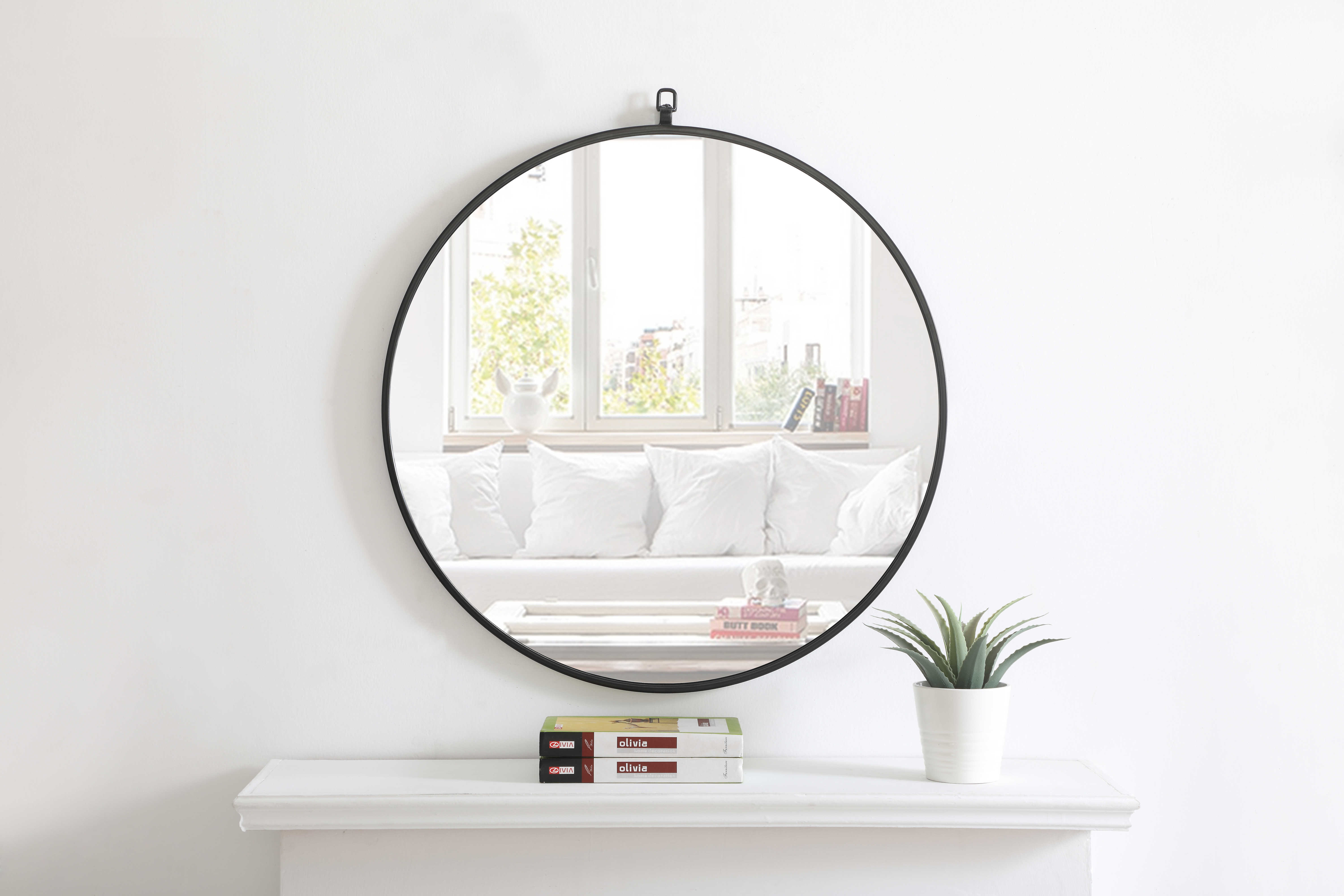 Elegant Lighting Eternity Black 28'' Round Wall Mirror EGMR4054BK