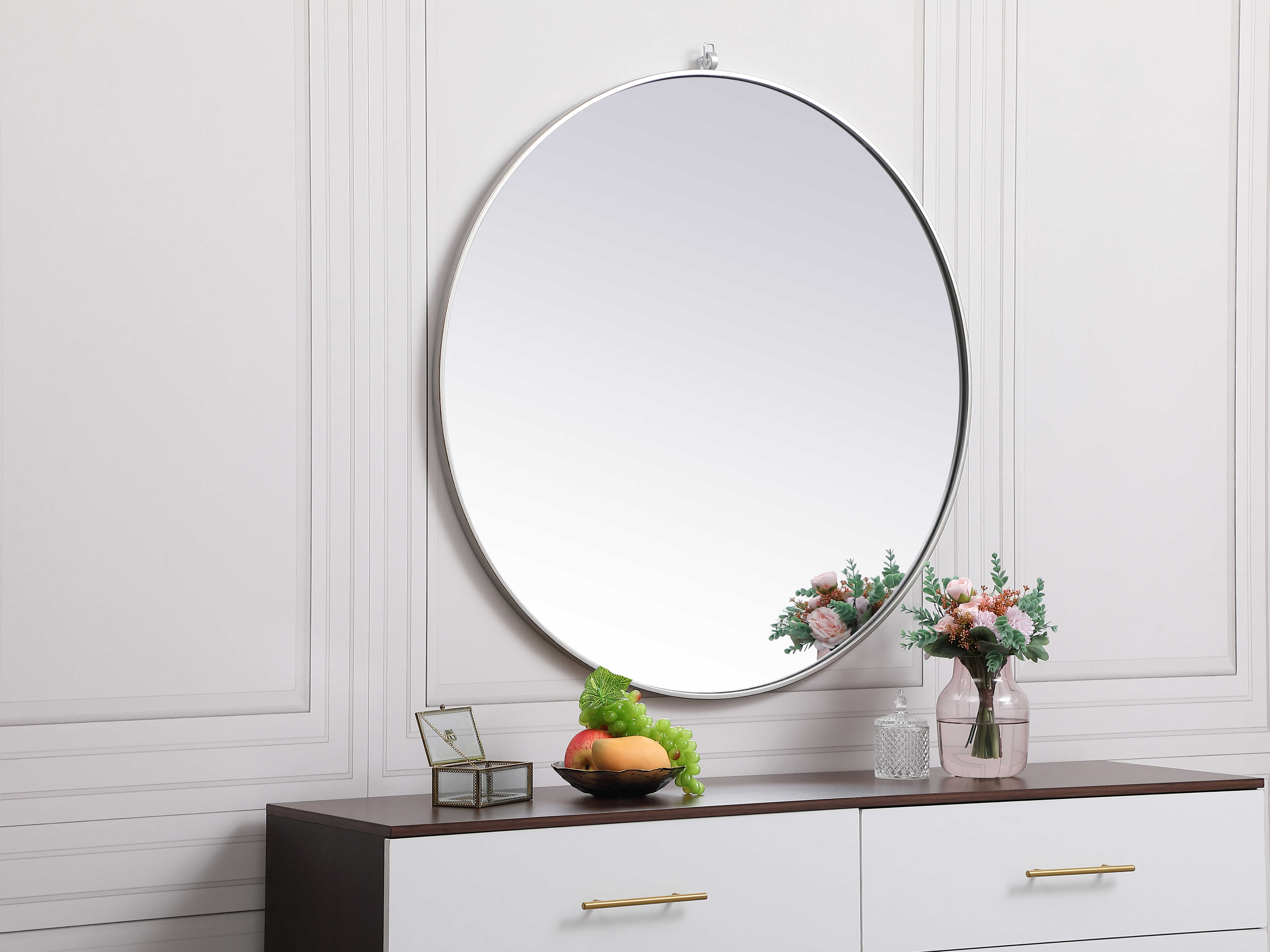 Elegant Lighting Eternity Silver 39'' Wide Round Wall Mirror EGMR4739S