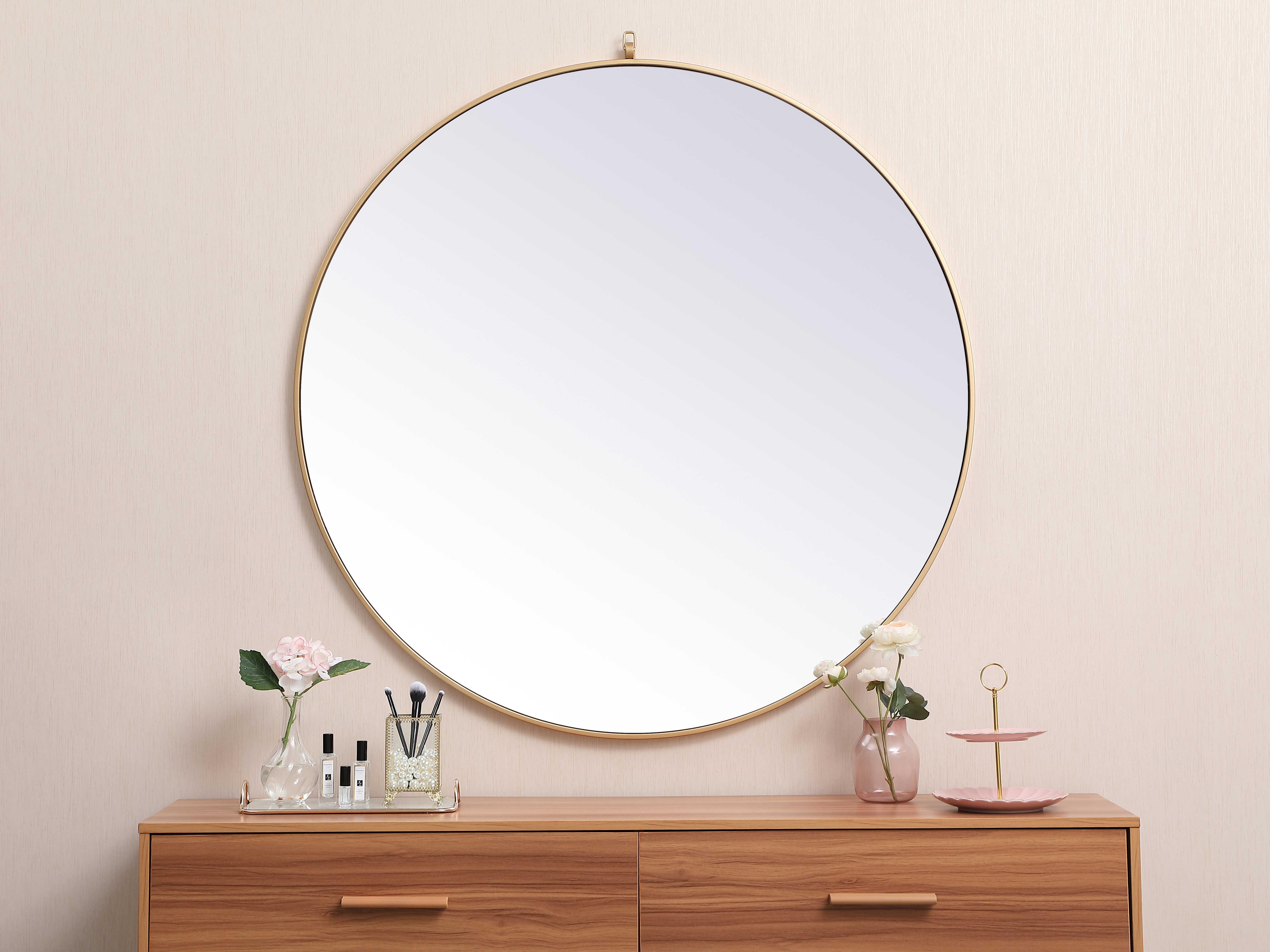 Elegant Lighting Eternity Brass 45'' Round Wall Mirror EGMR4745BR
