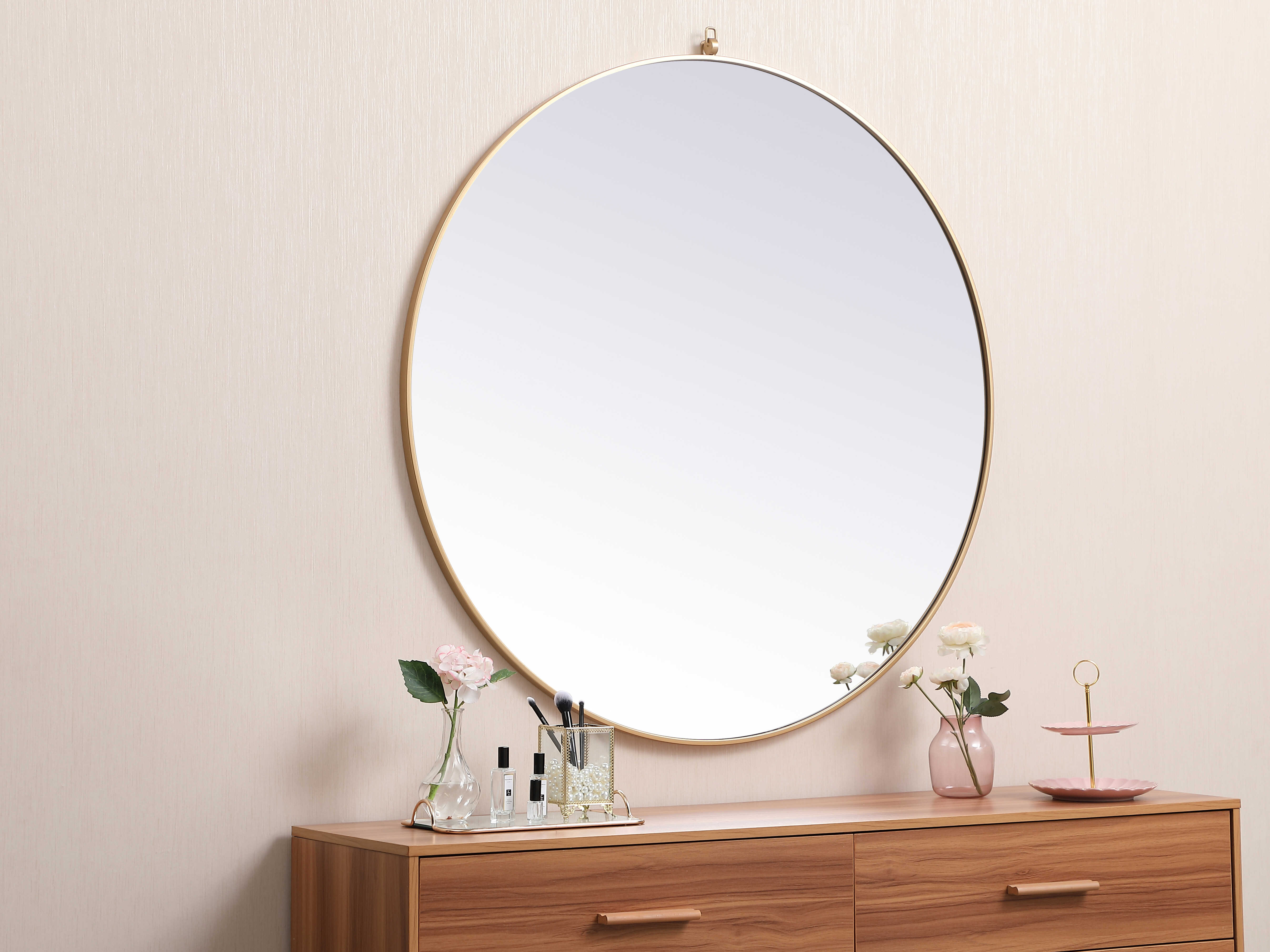 Elegant Lighting Eternity Brass 45'' Round Wall Mirror EGMR4745BR