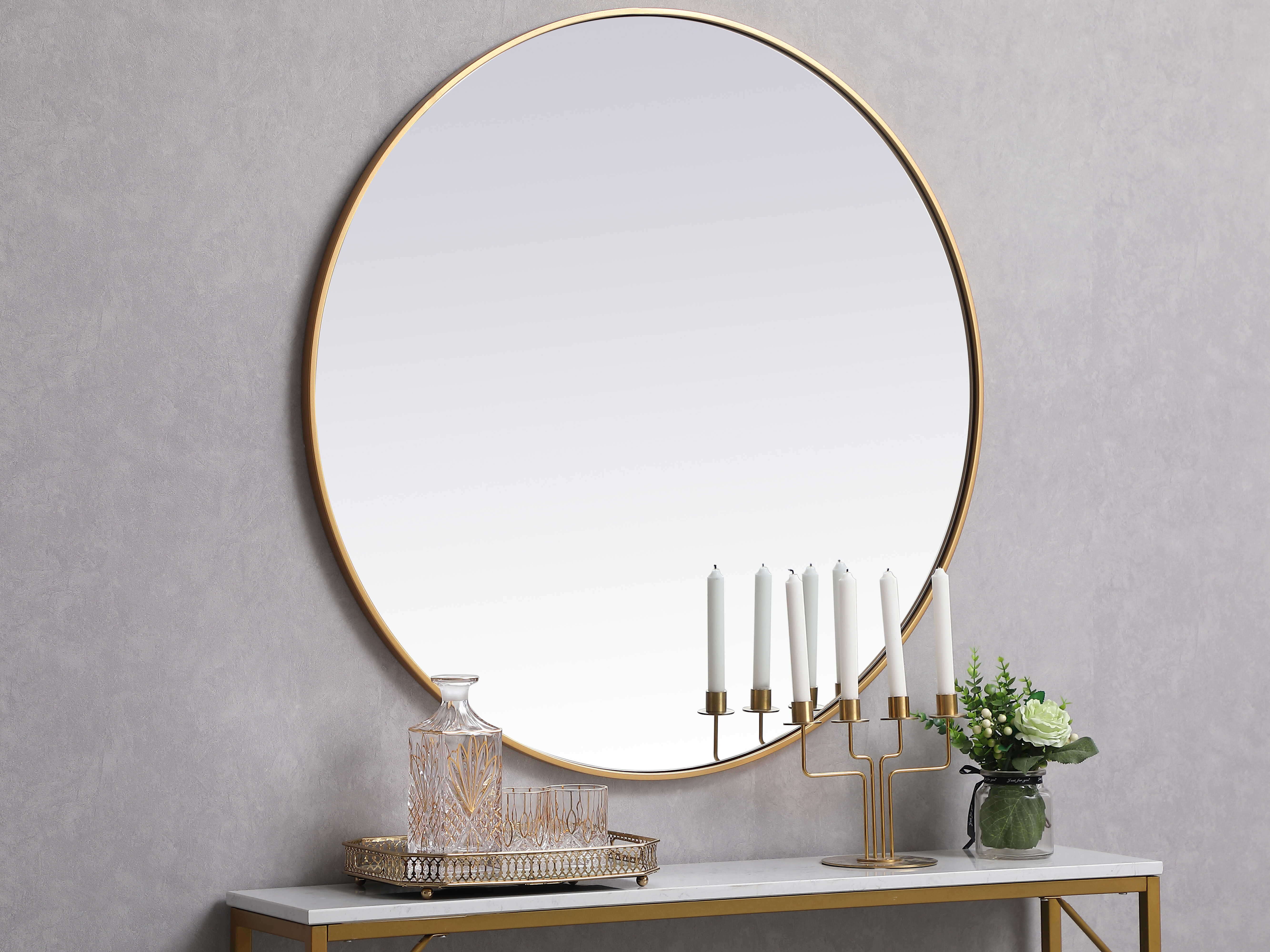 Elegant Lighting Eternity Brass 39'' Round Wall Mirror EGMR4839BR