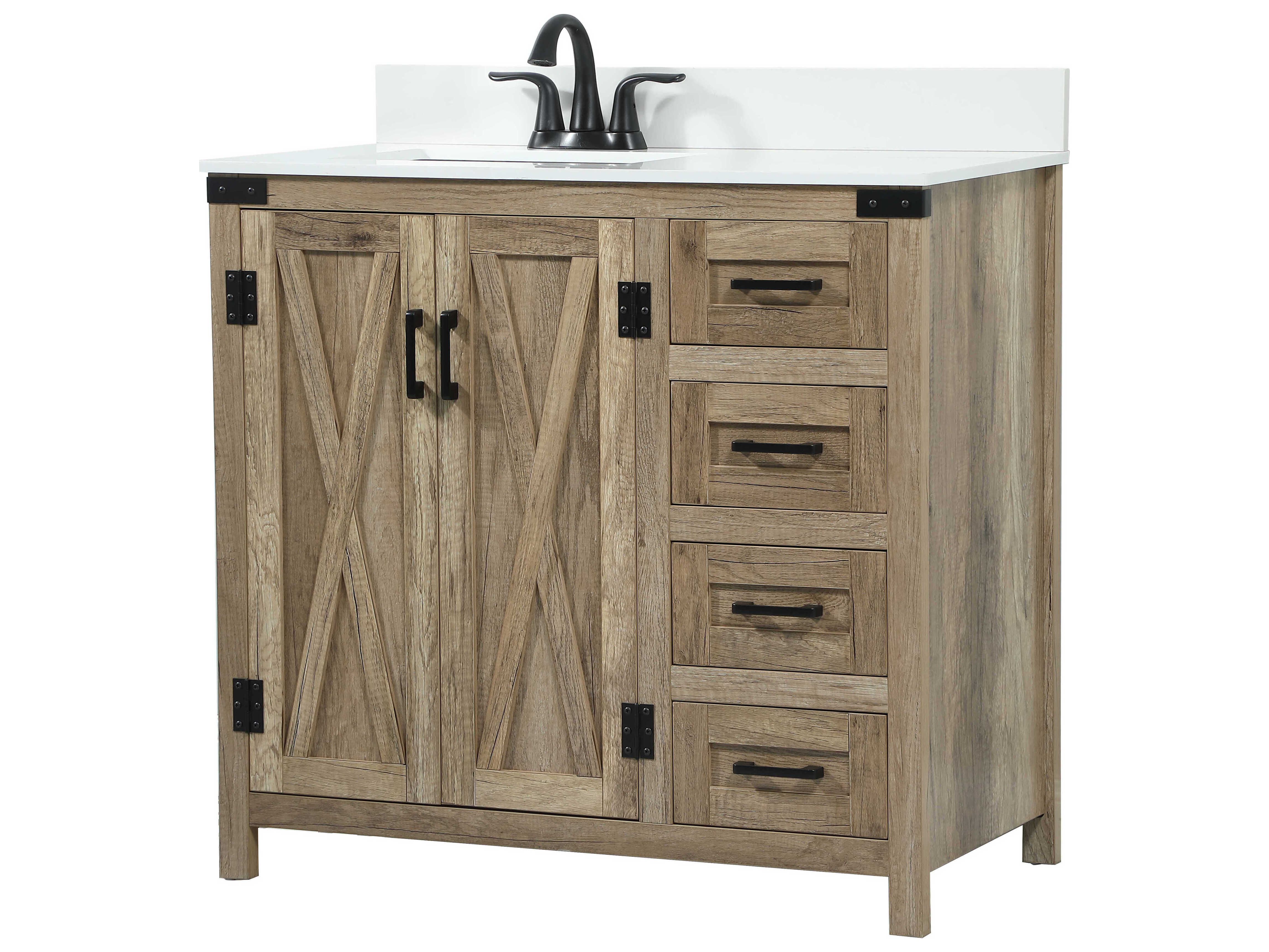 Elegant Lighting Grant Natural Oak 36'' Vanity with Backsplash