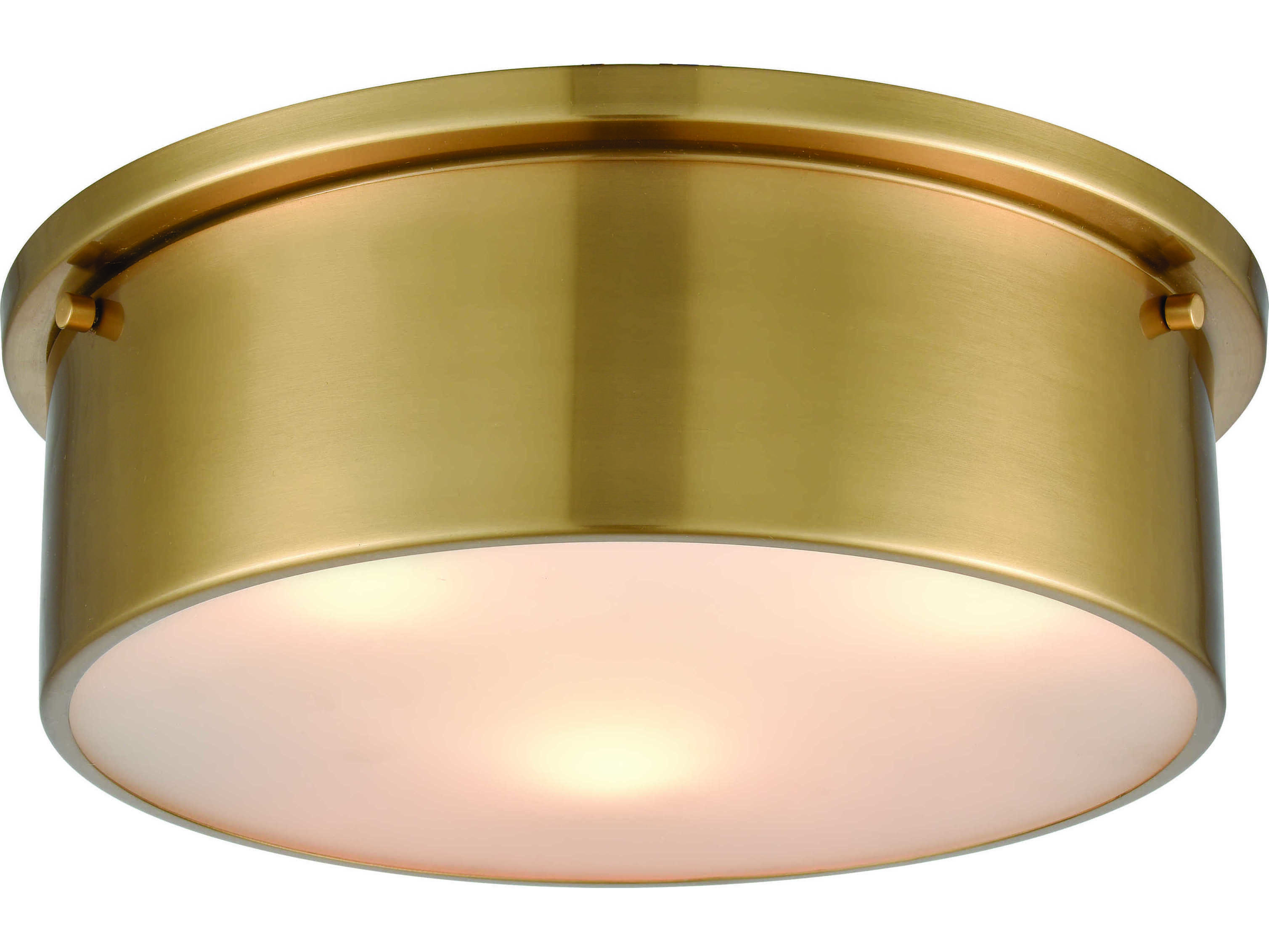 Elk Home Flushes 14" 3Light Satin Brass White Glass Drum Flush Mount