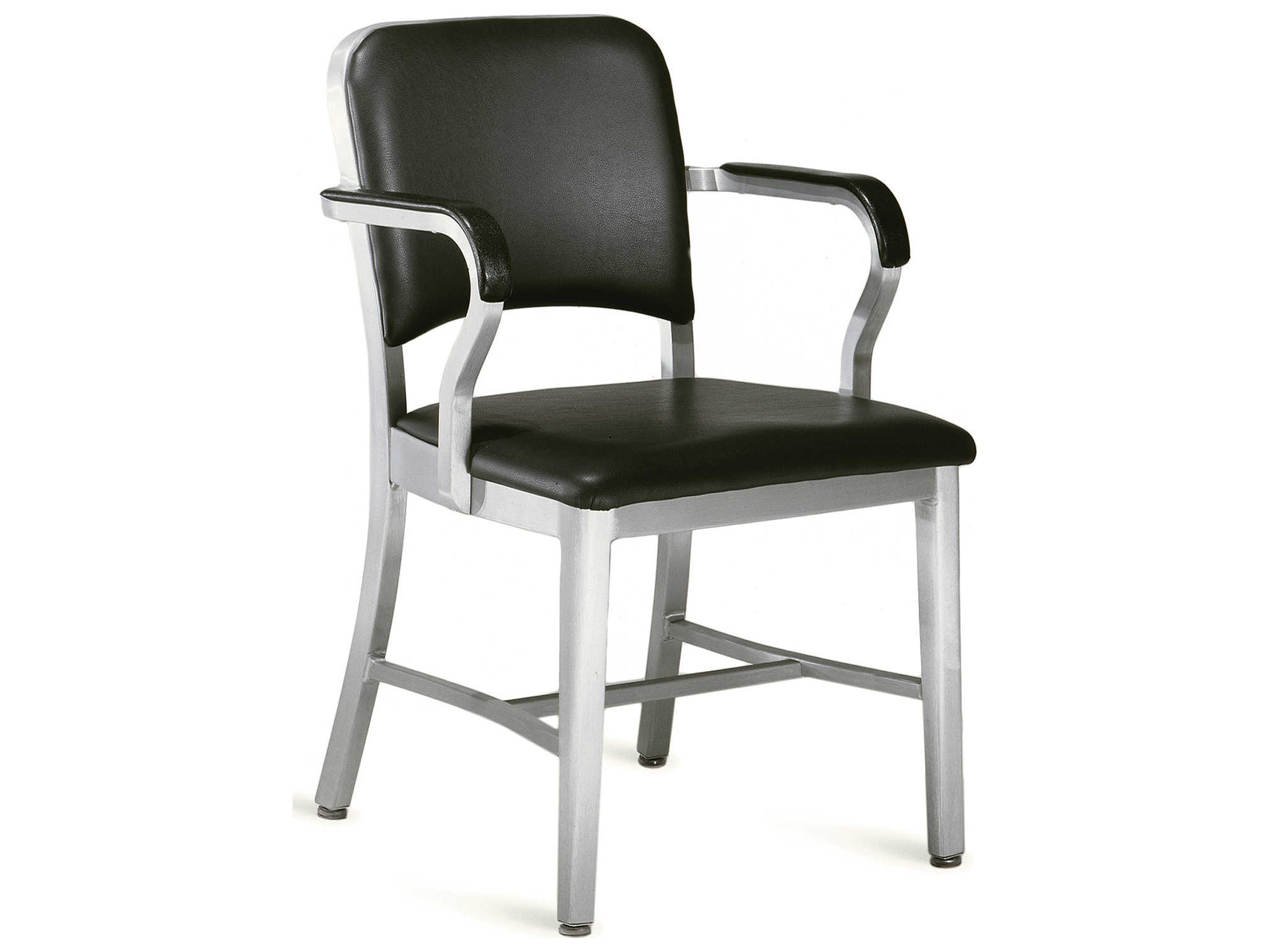 Emeco Outdoor Navy Aluminum Dining Arm Chair with Maharam Ledger