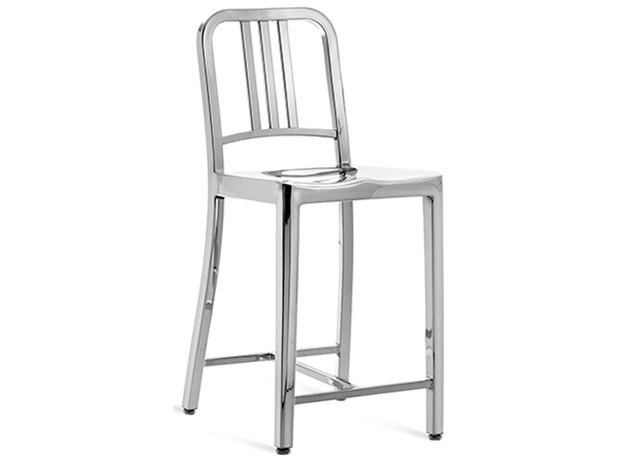 Emeco Outdoor Navy Polished Aluminum Counter Stool EMO100624P