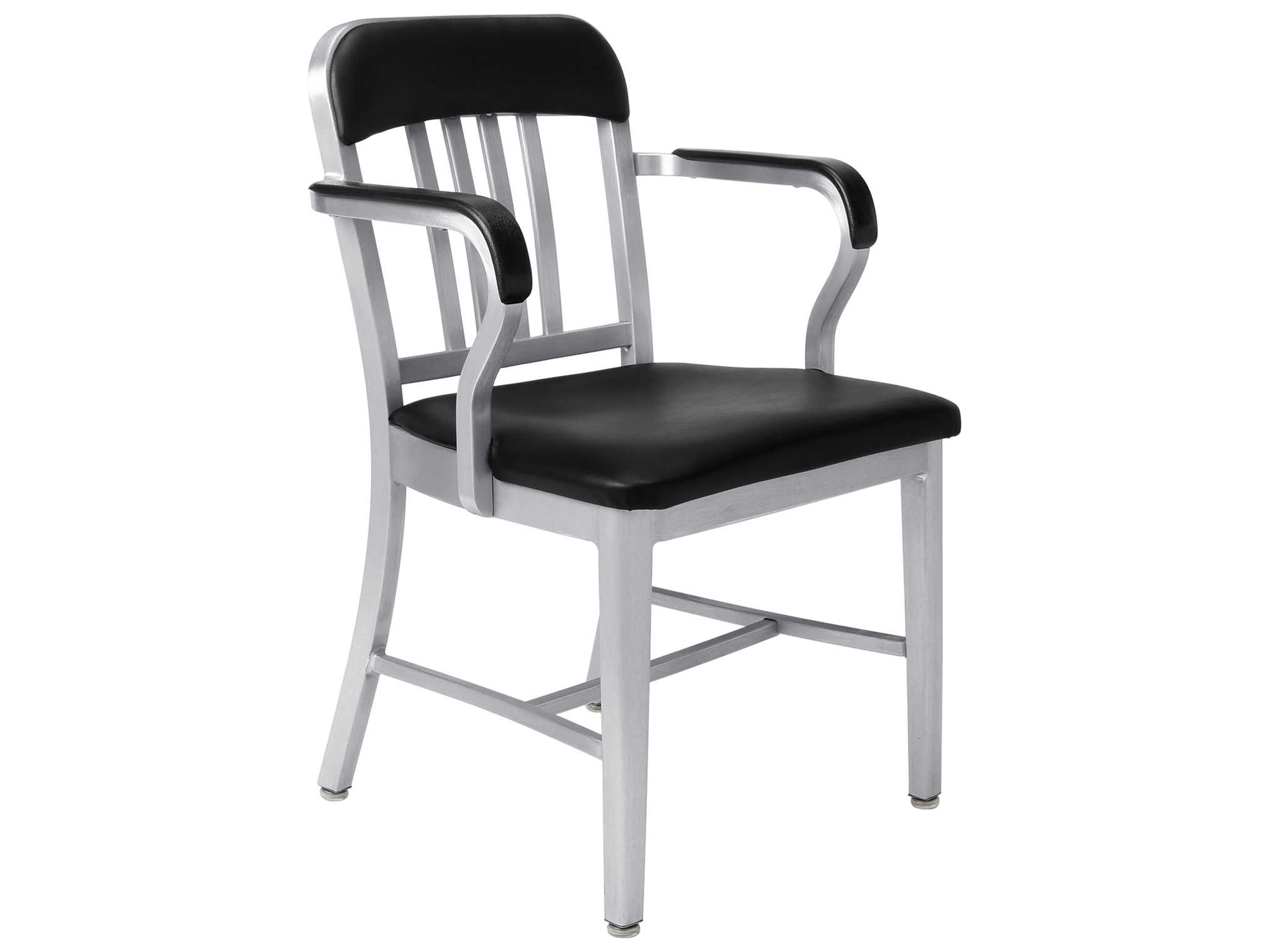 Emeco Outdoor Navy Aluminum Dining Arm Chair with Maharam Ledger