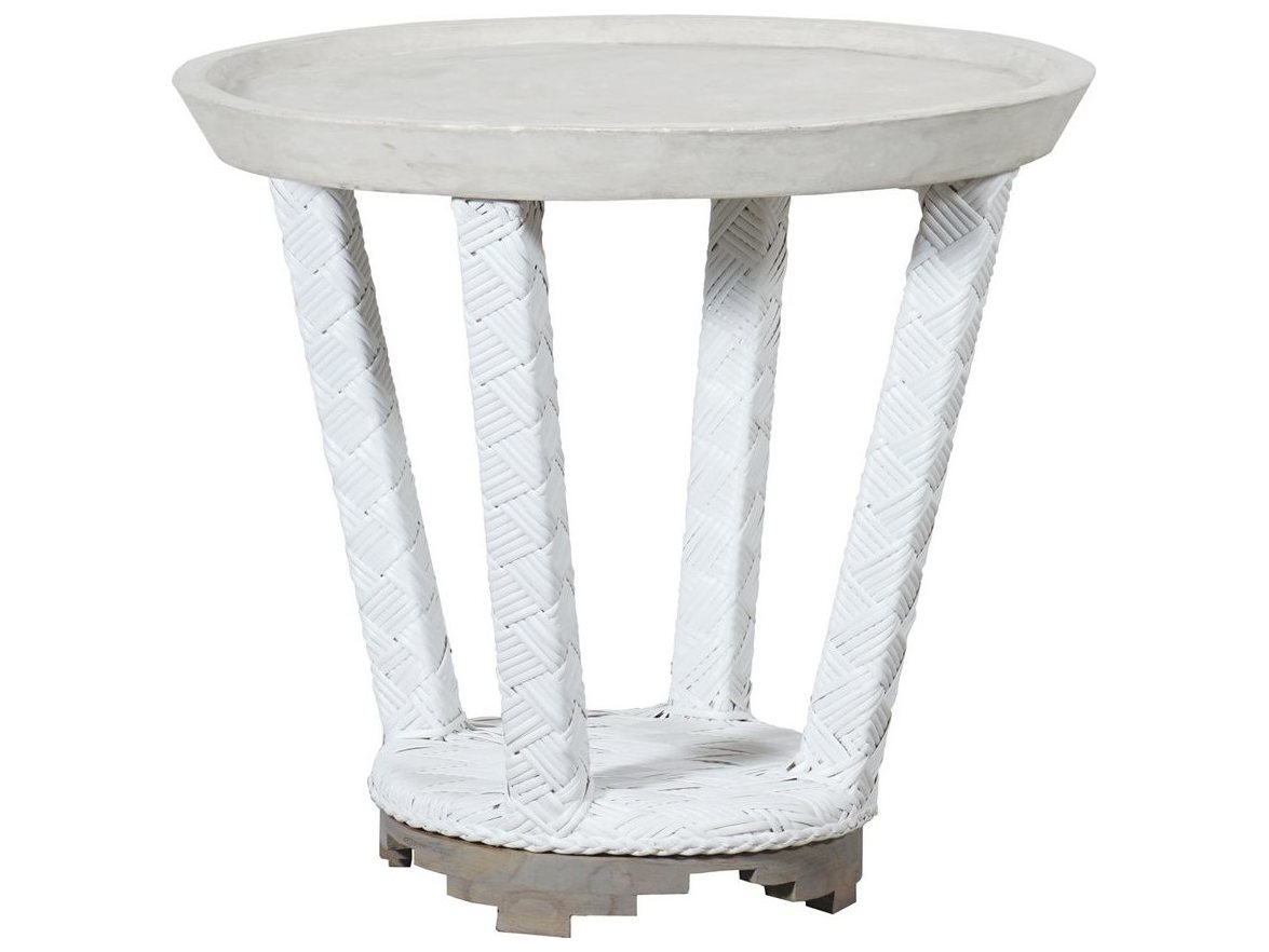Elk Outdoor Wicker White 24'' Wide Round End Table EO7118005