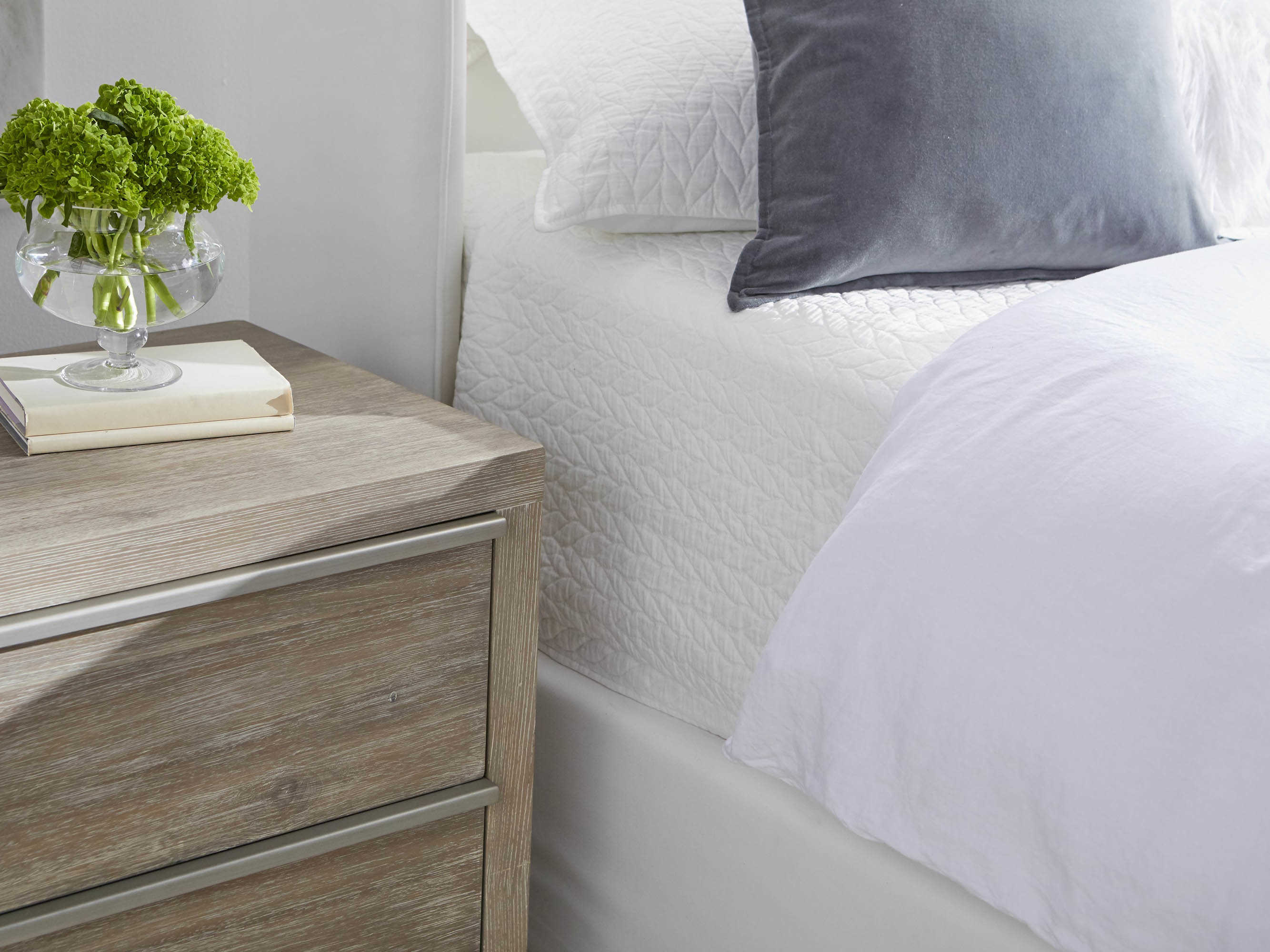 Essentials for Living Villa Stewart White Oak Wood Upholstered