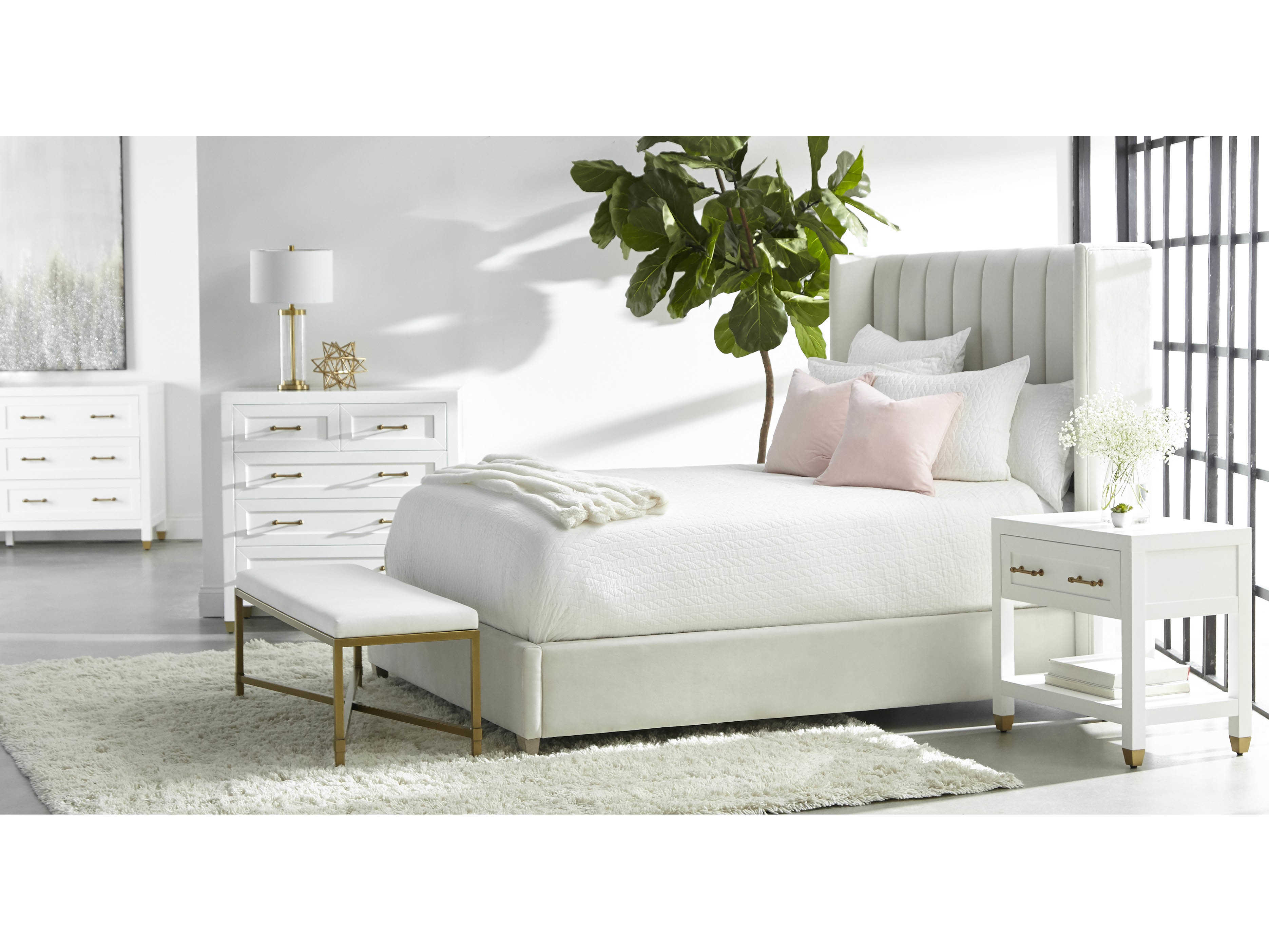 Essentials for Living Villa Cream Velvet / Natural Gray California King