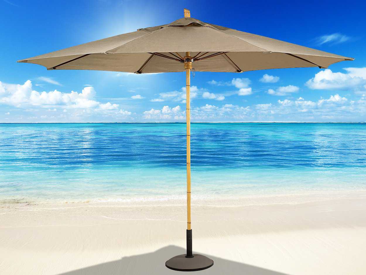 Fiberbuilt Bambusa FiberTeak 11' Octagon Pulley Wood Umbrella FB11SPP