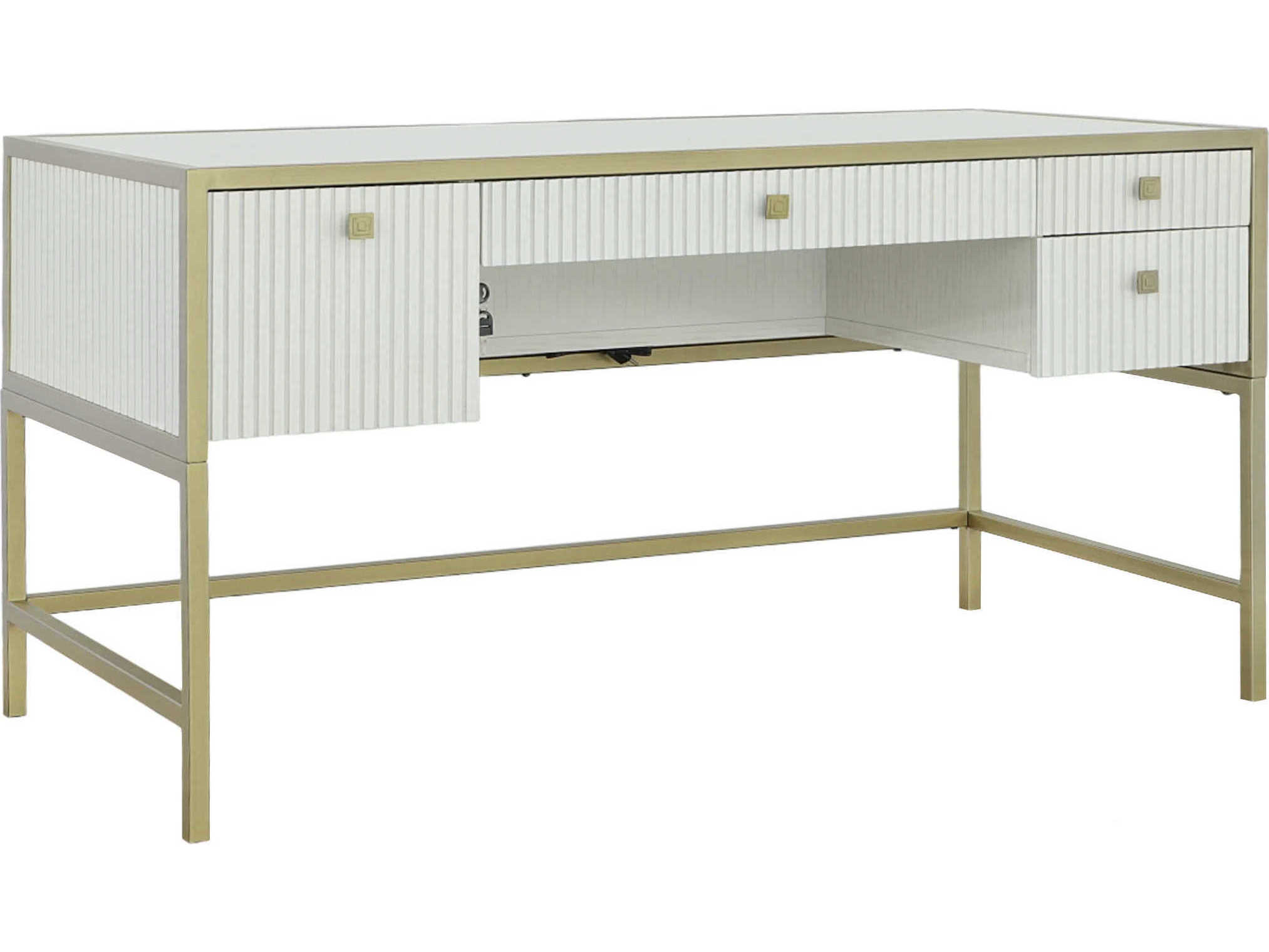 Fairfield Chair East Camden 58" Pearl Brass Poplar Wood Writing Desk FFC8098AD