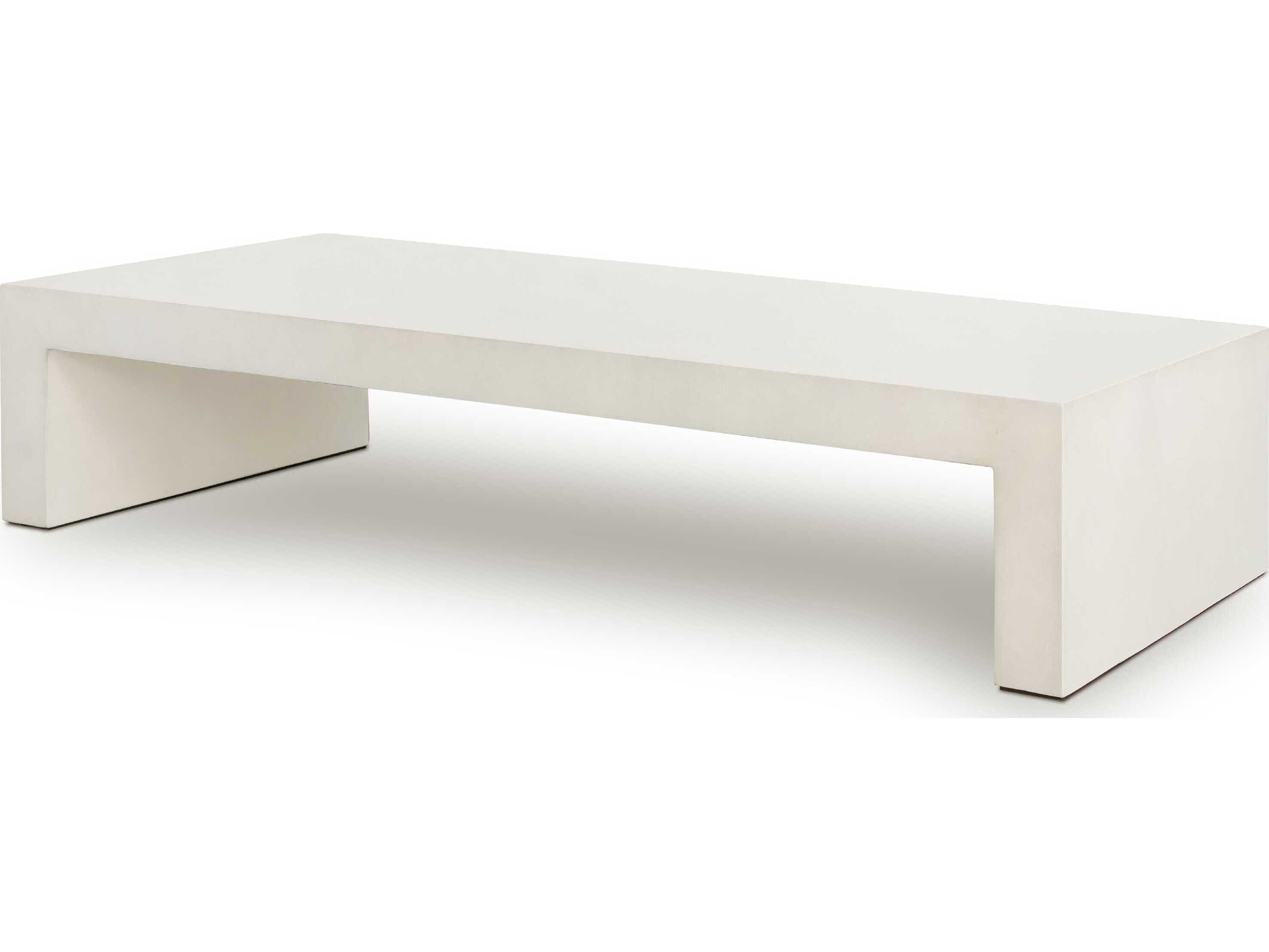 Four Hands Outdoor Bina White Concrete Rectangular Coffee Table FHO107703003
